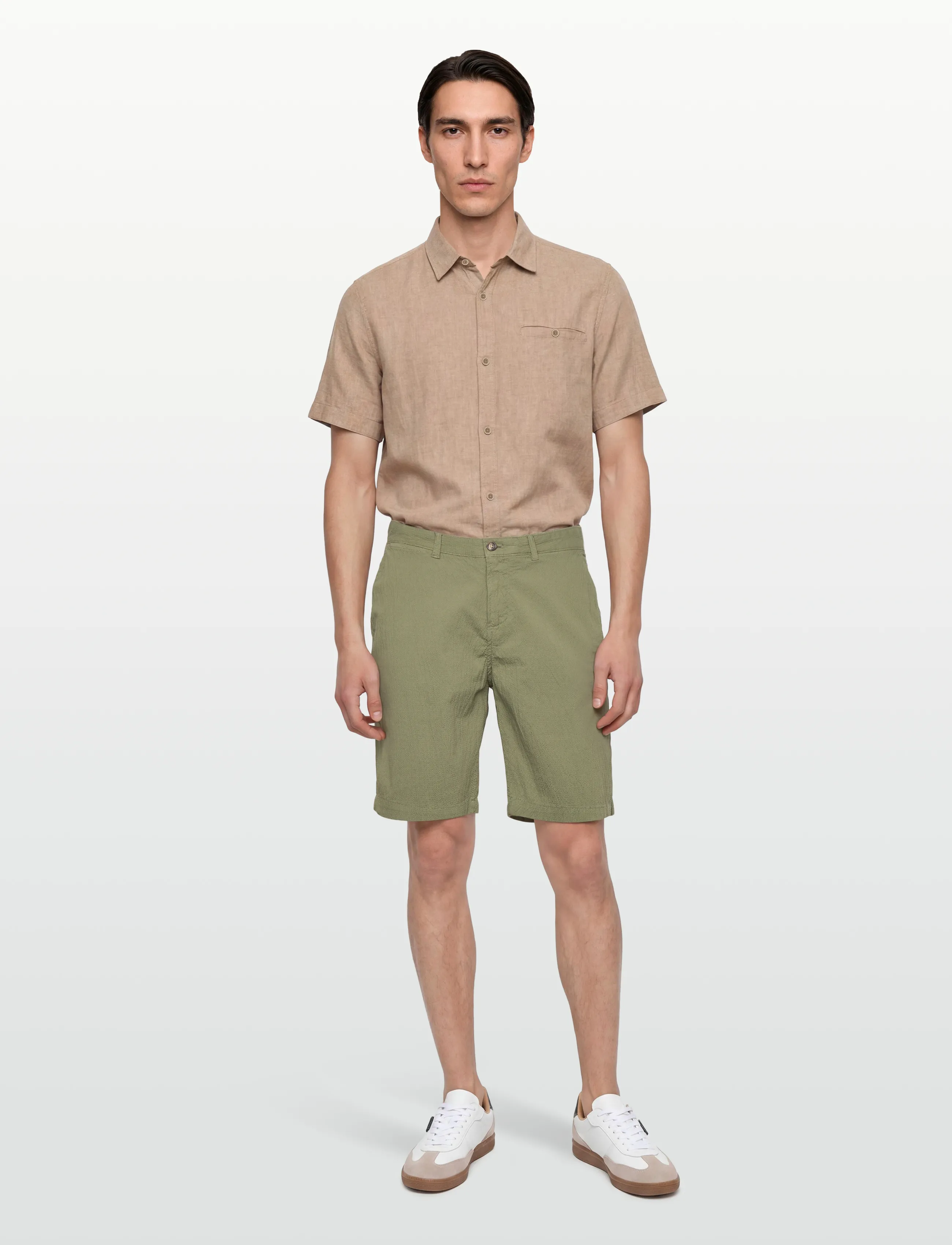 Gant Reg Gmnt Dyed Seersucker Shorts, Mænd, Seersucker Shorts, Kakigrøn, Str: 31