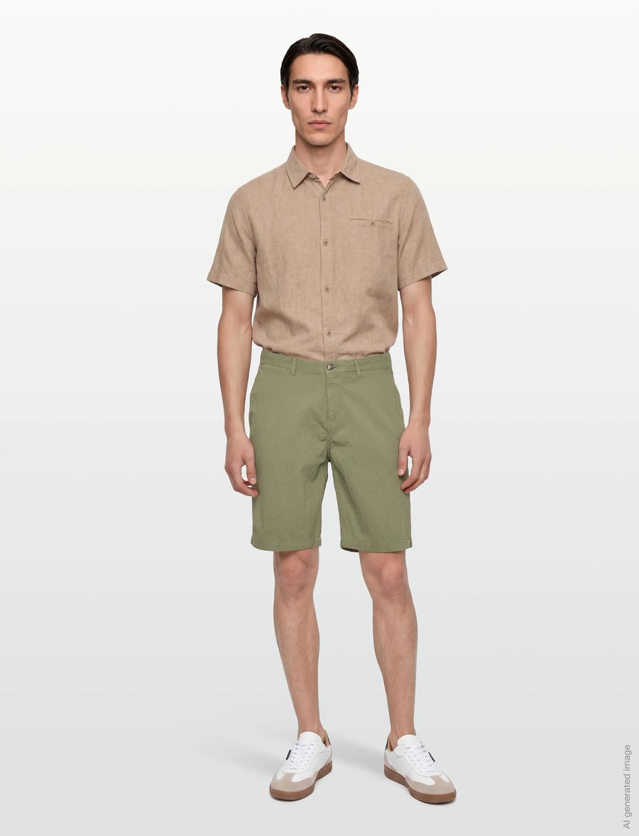 Gant - REG GMNT DYED SEERSUCKER SHORTS - casual shorts - dry herb green - 0