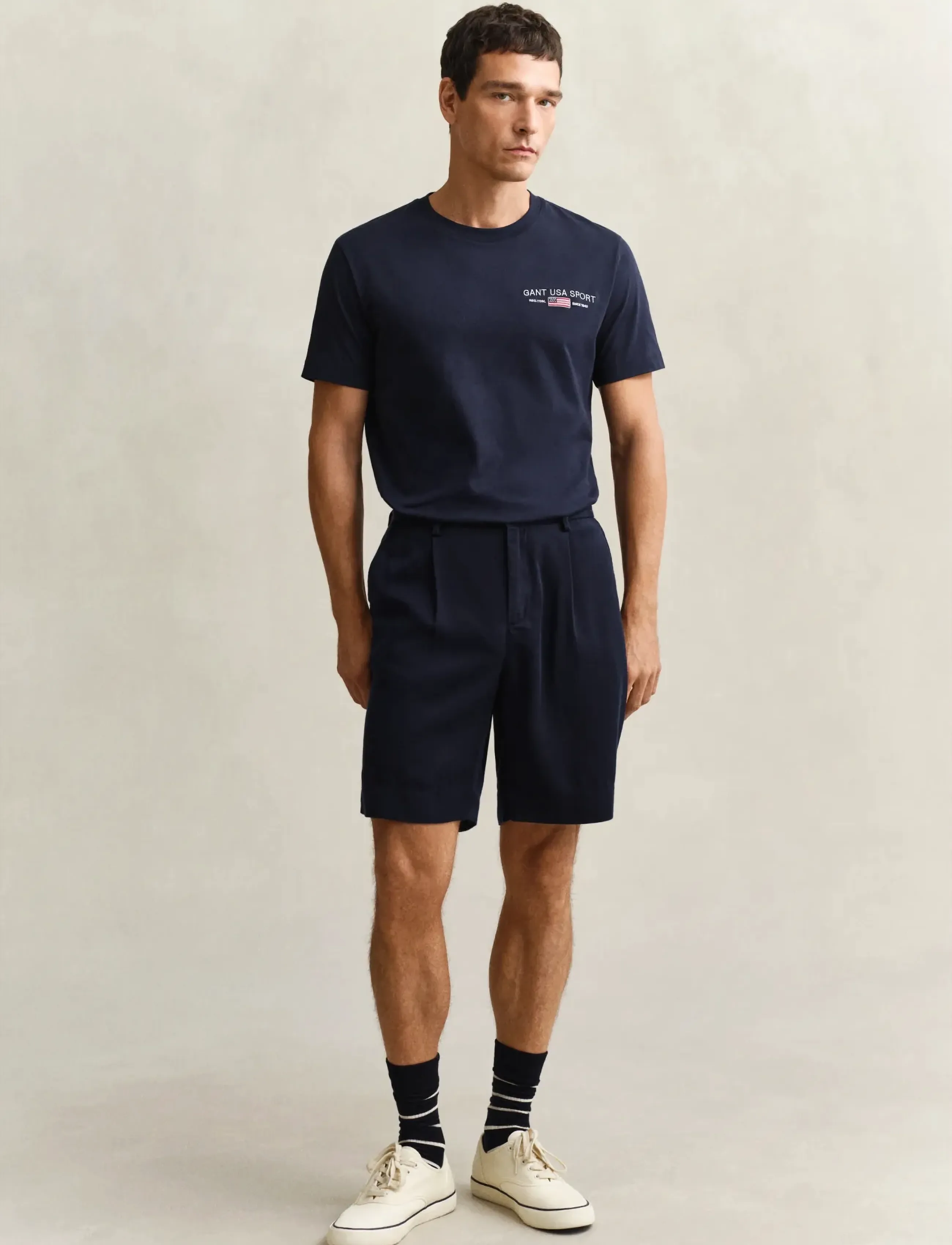 Gant Reg Lyocell Shorts, 31, Navy, Shorts > Afslappede Shorts, Herre