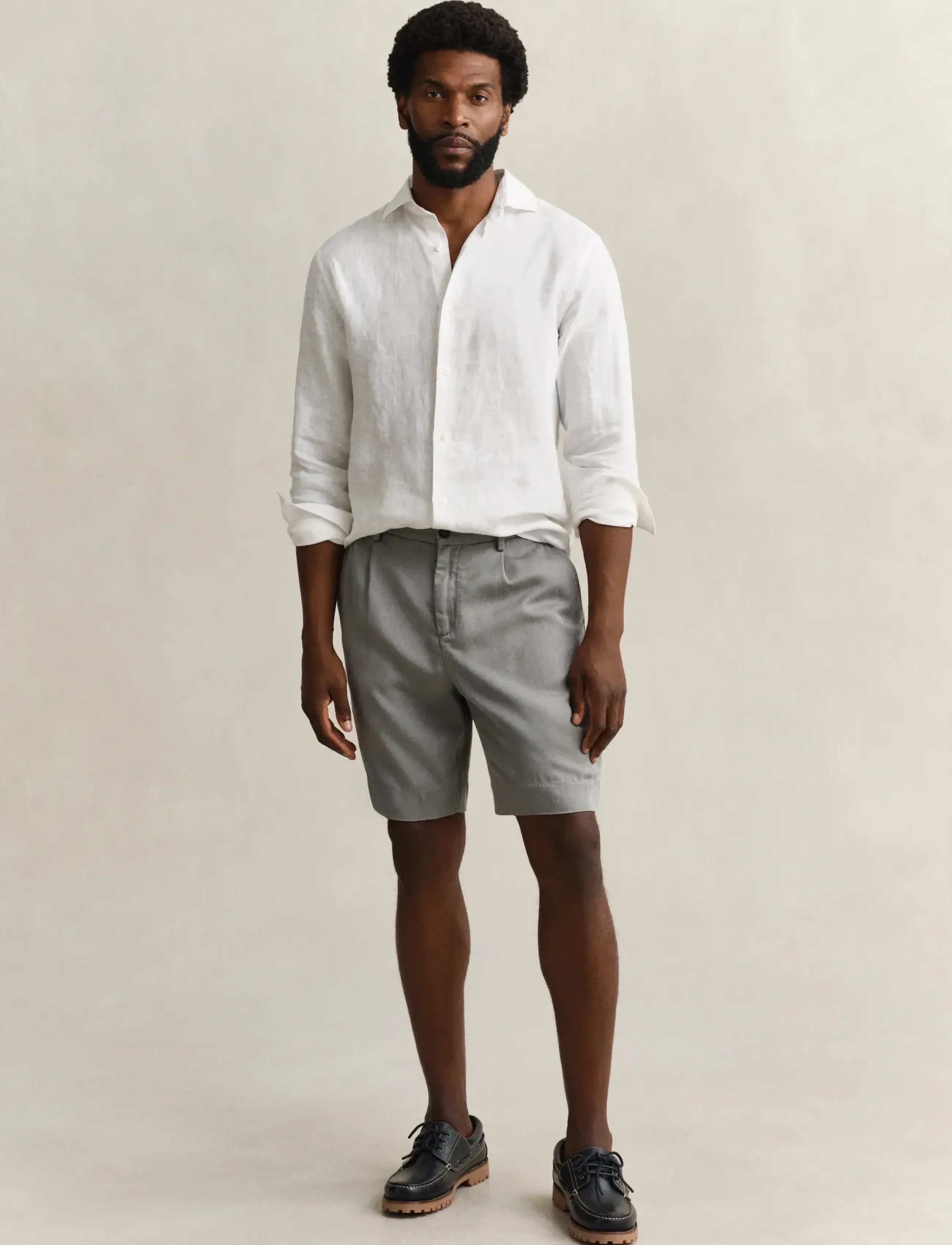 Gant Reg Lyocell Shorts, 32, Grey, Shorts > Afslappede Shorts, Herre