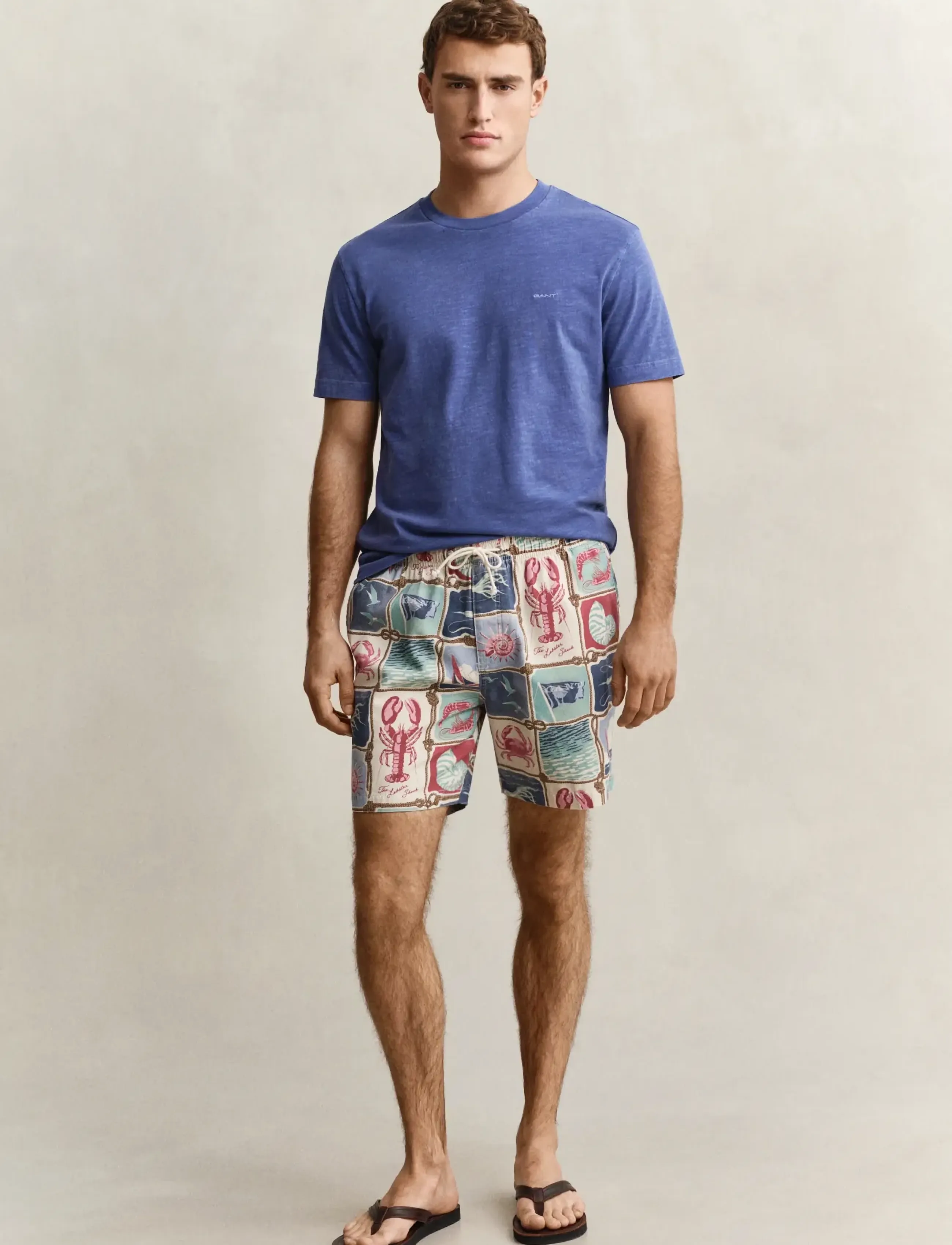 Gant Reg Nautical Print Ds Shorts, Mænd, Nautisk Print Snøre Shorts, Multi/mønstret, Str: S