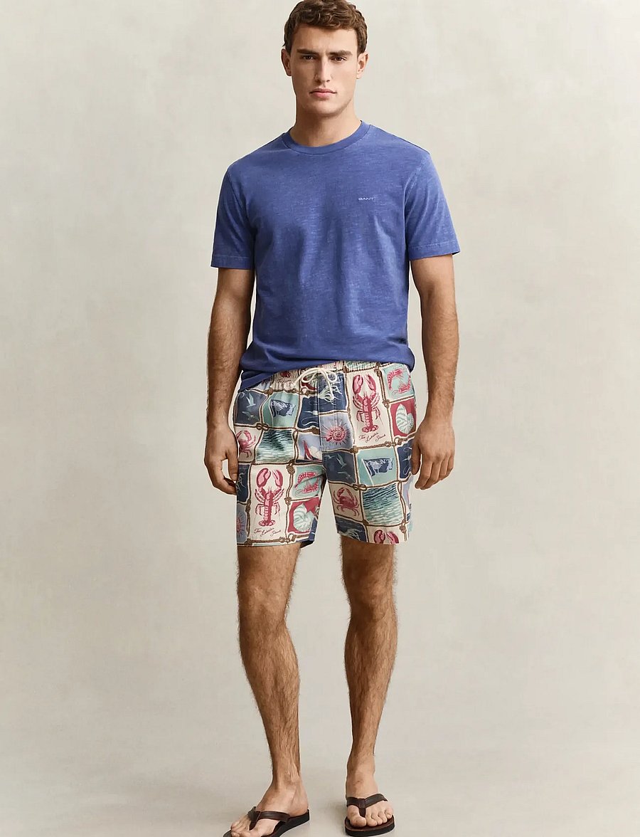 Gant - REG NAUTICAL PRINT DS SHORTS - casual shorts - creamed white - 0