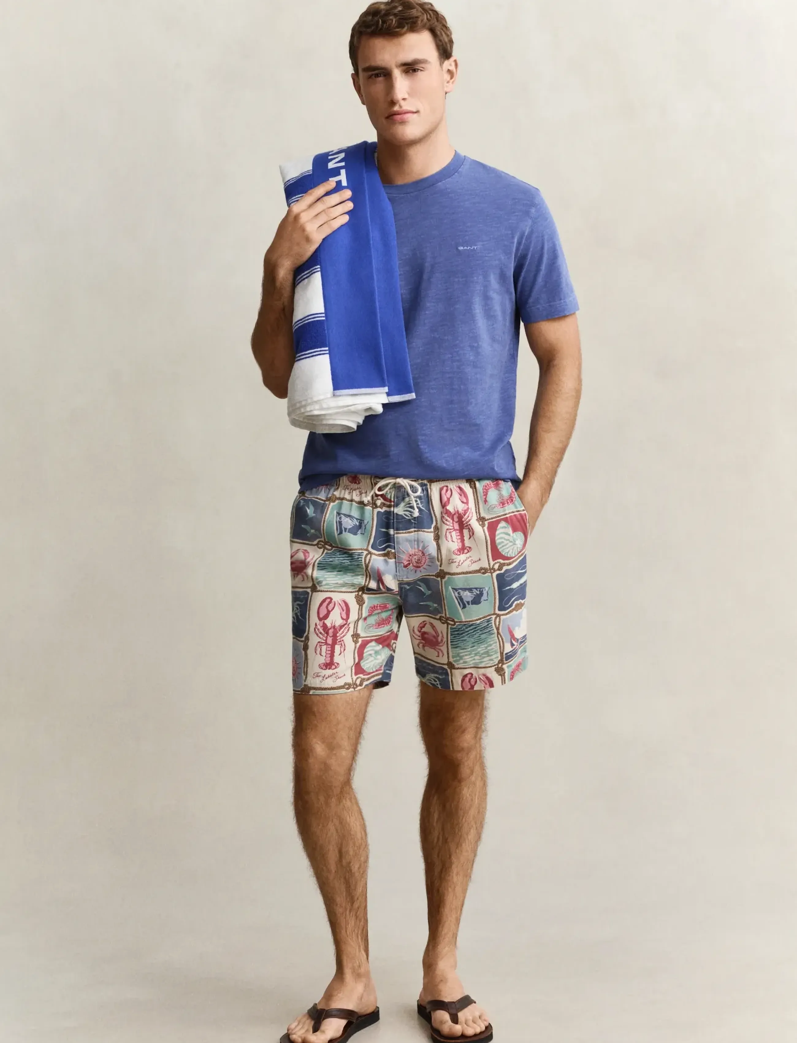 Gant - REG NAUTICAL PRINT DS SHORTS - casual shorts - creamed white - 4