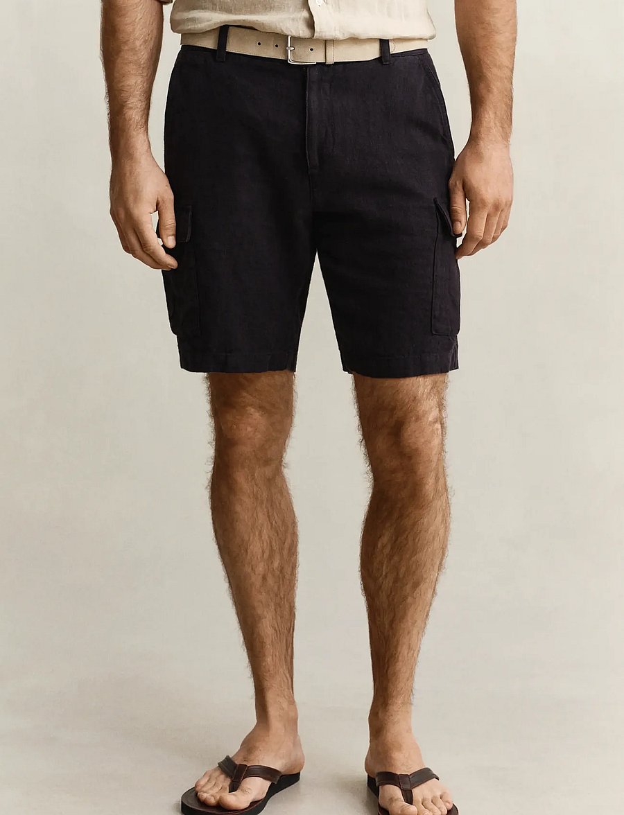 Gant - REG LINEN CARGO SHORTS - cargo shorts - ebony black - 3