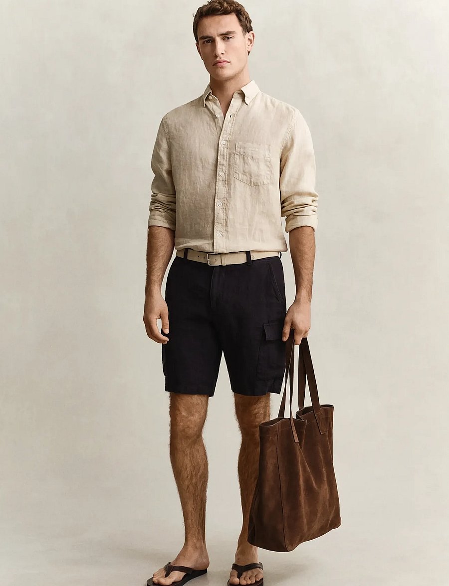 Gant - REG LINEN CARGO SHORTS - cargo shorts - ebony black - 4