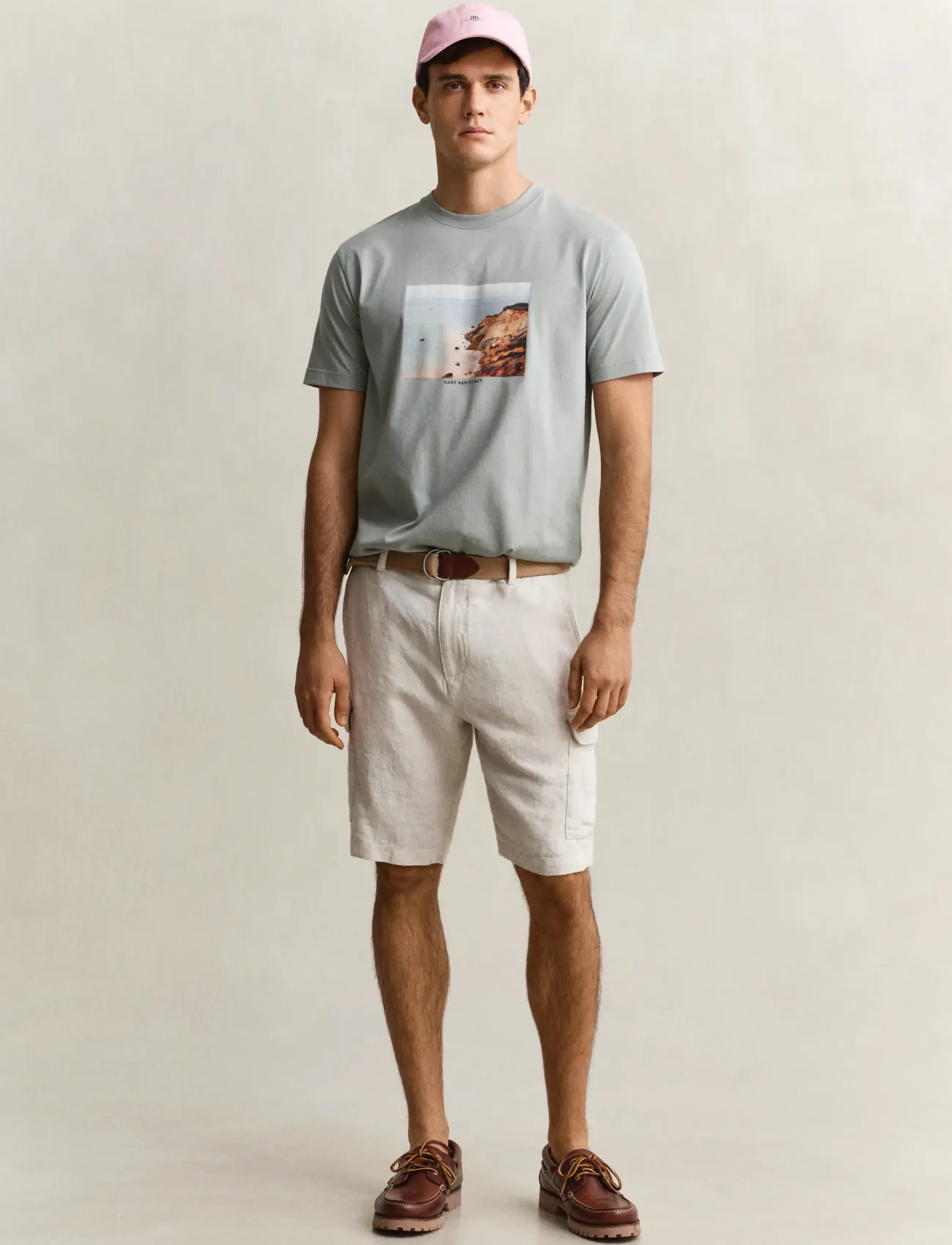 Gant Reg Linen Cargo Shorts, 30, Cream, Shorts > Cargo Shorts, Herre