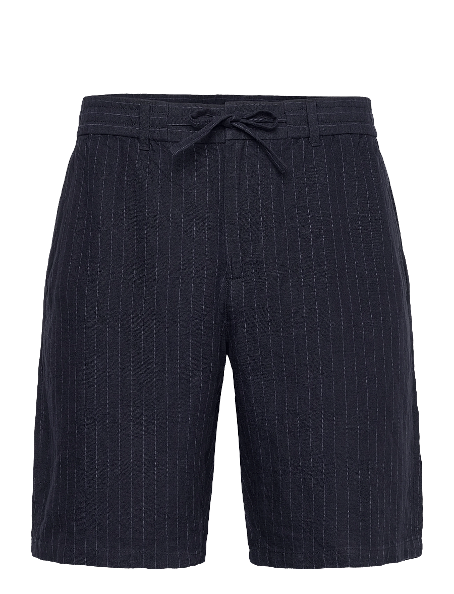 Gant - REG STRIPED LINEN DS SHORTS - hørshorts - evening blue - 1