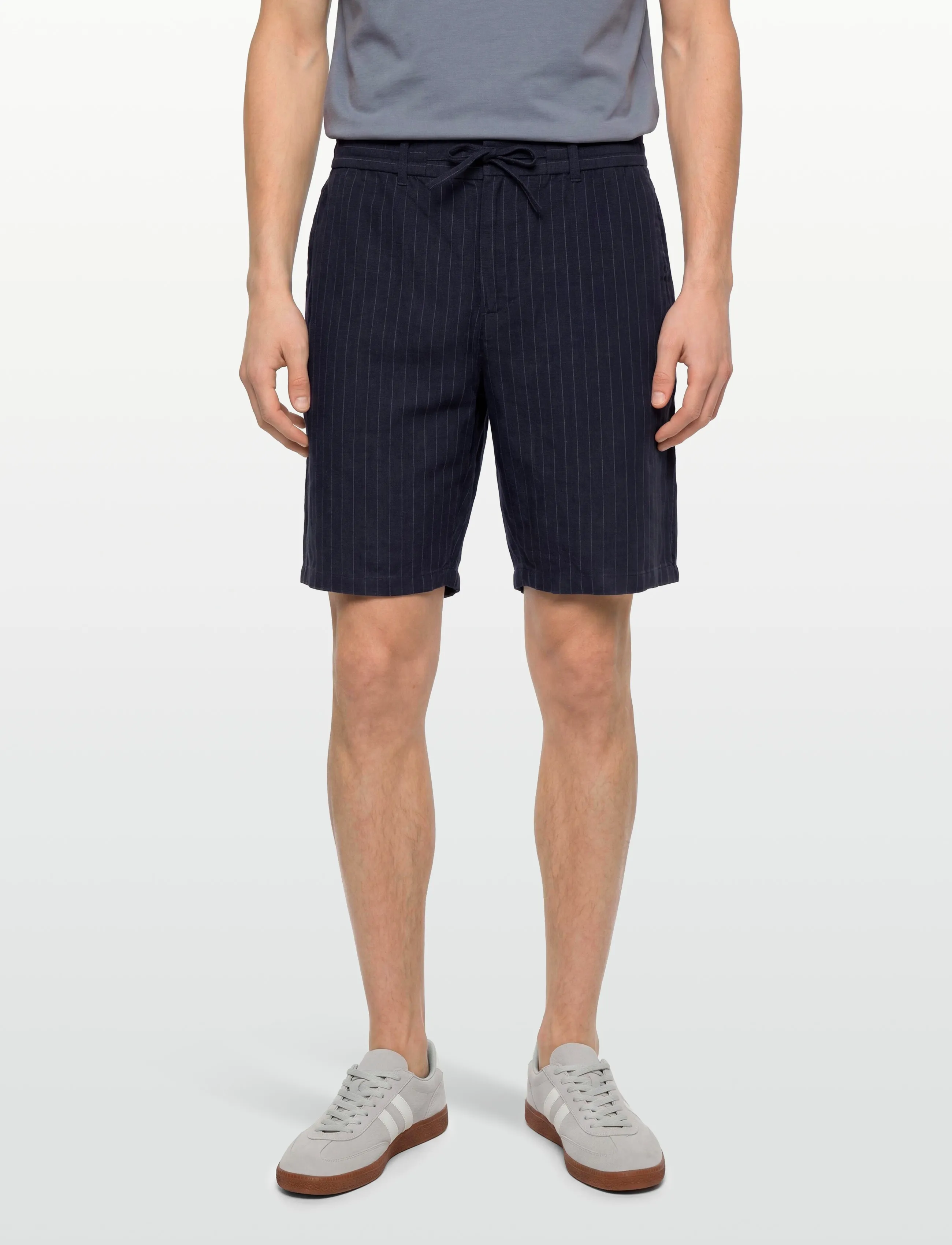 Gant - REG STRIPED LINEN DS SHORTS - leinen-shorts - evening blue - 3