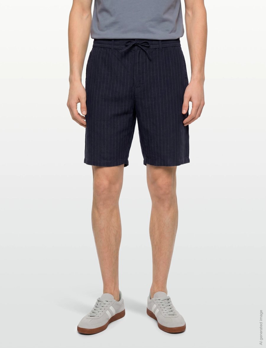 Gant - REG STRIPED LINEN DS SHORTS - hørshorts - evening blue - 3