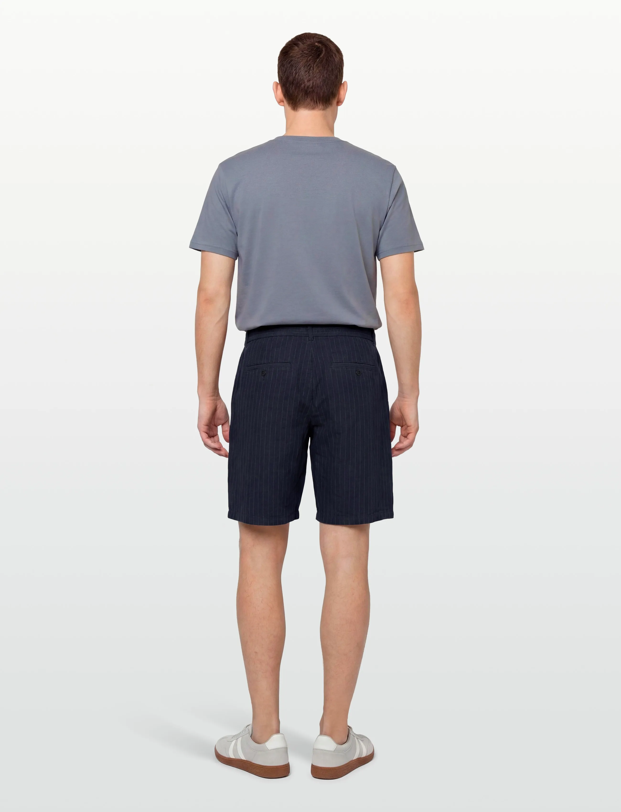 Gant - REG STRIPED LINEN DS SHORTS - hørshorts - evening blue - 4