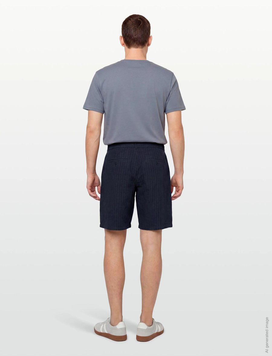 Gant - REG STRIPED LINEN DS SHORTS - leinen-shorts - evening blue - 4