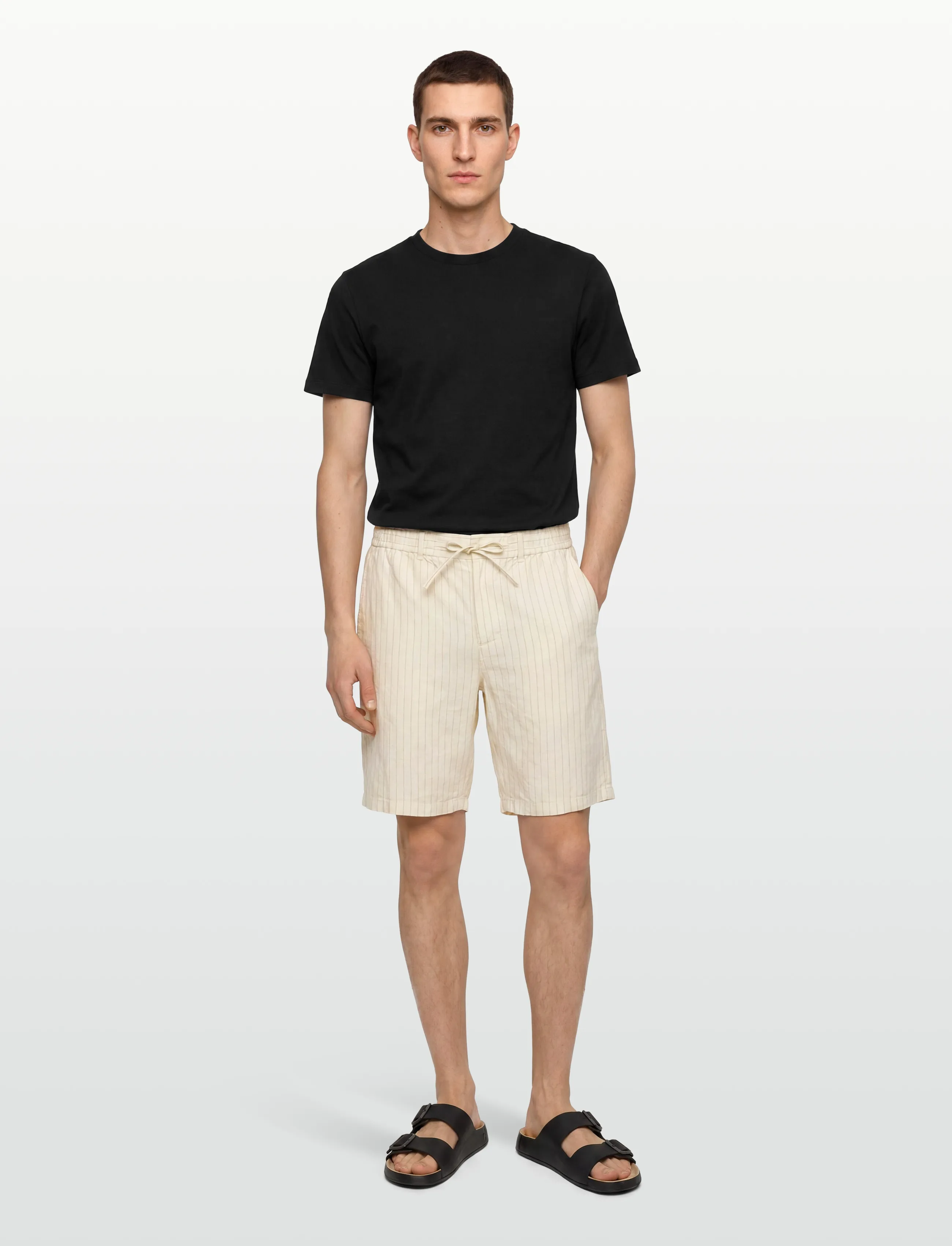 Gant Reg Striped Linen Ds Shorts, 3XL, Beige, Shorts > Linen Shorts, Herre