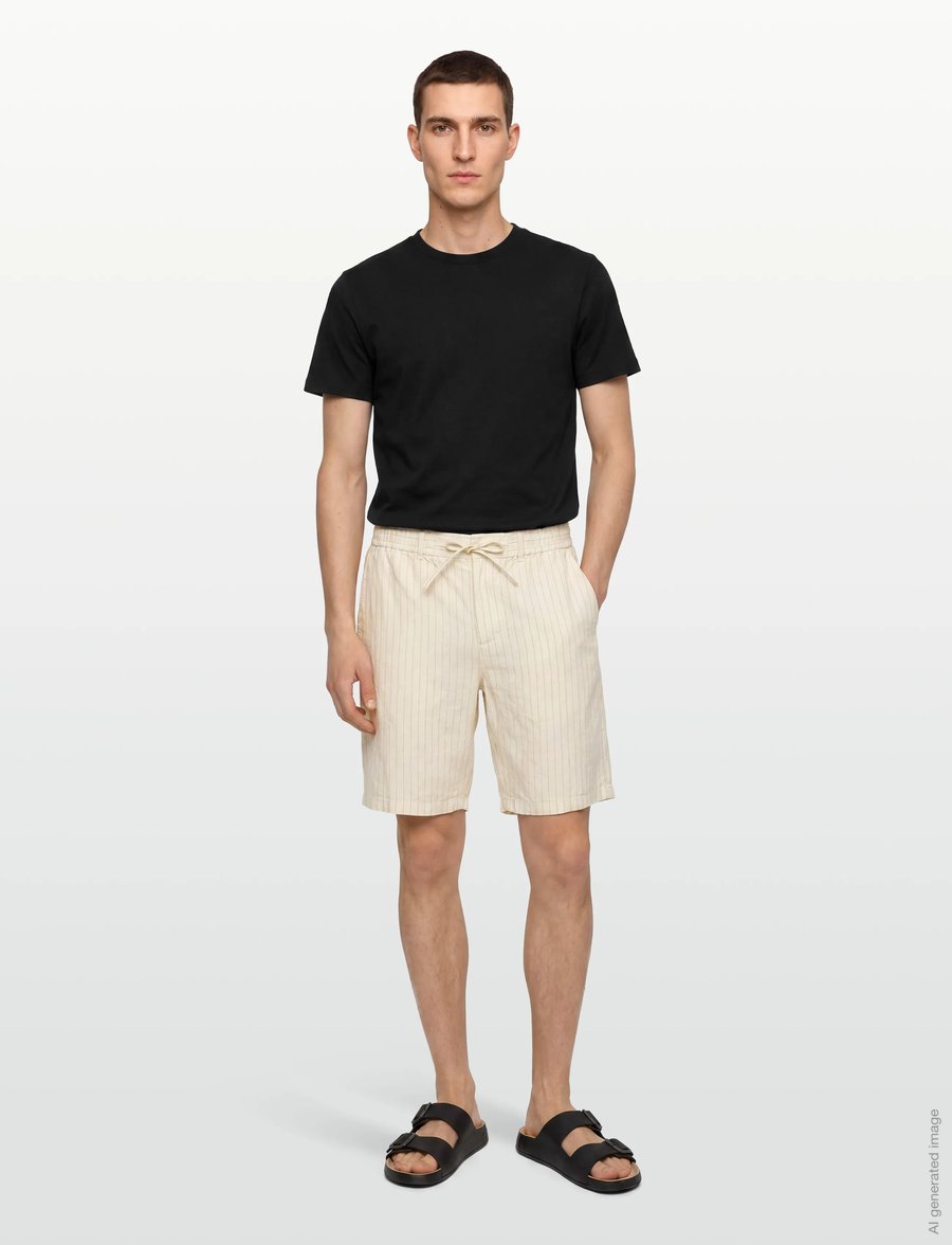 Gant - REG STRIPED LINEN DS SHORTS - hørshorts - faded beige - 0