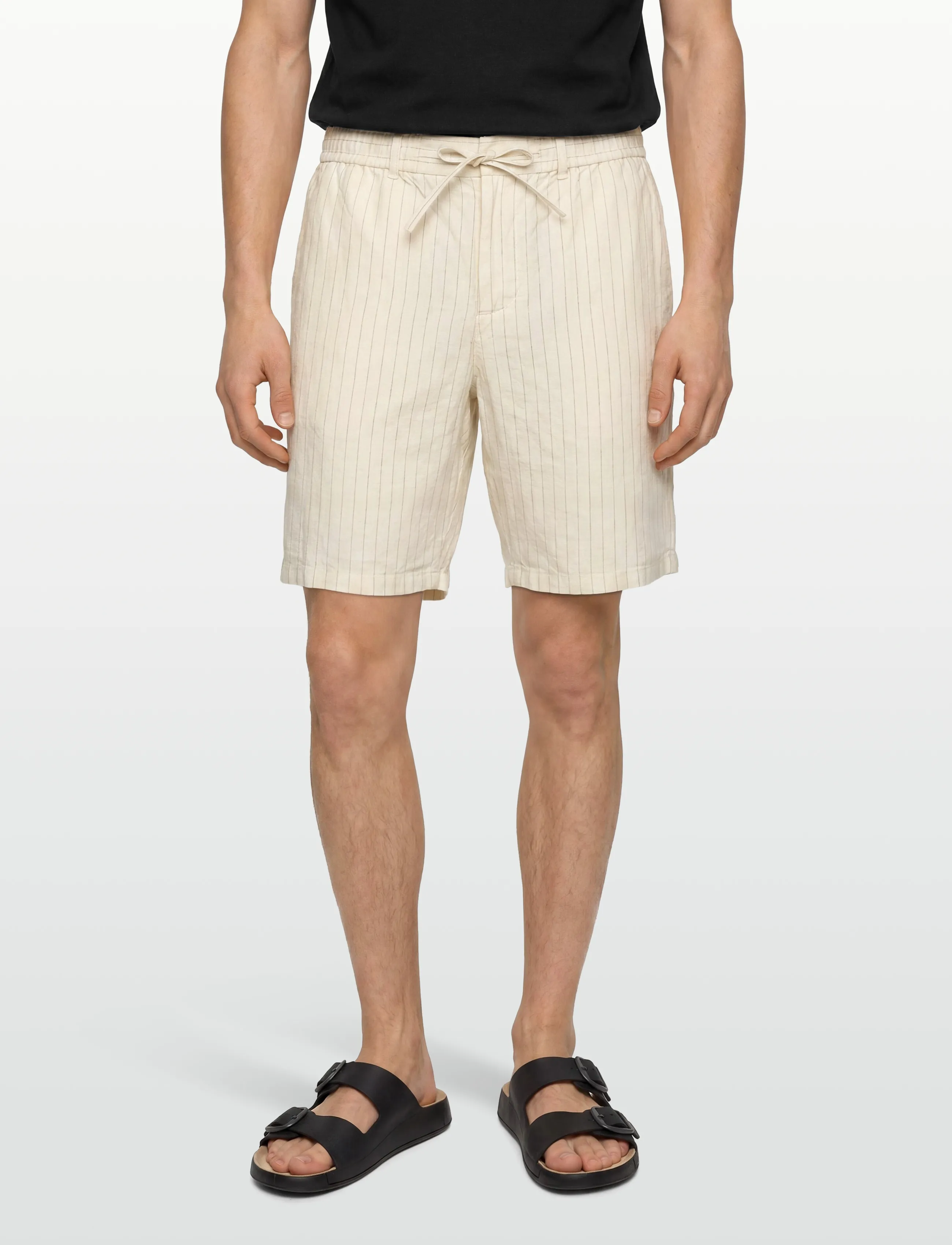 Gant - REG STRIPED LINEN DS SHORTS - hørshorts - faded beige - 3