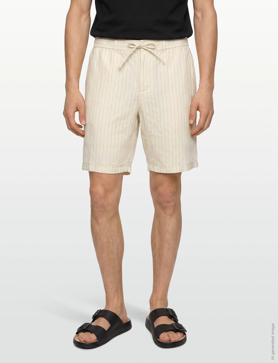 Gant - REG STRIPED LINEN DS SHORTS - hørshorts - faded beige - 3