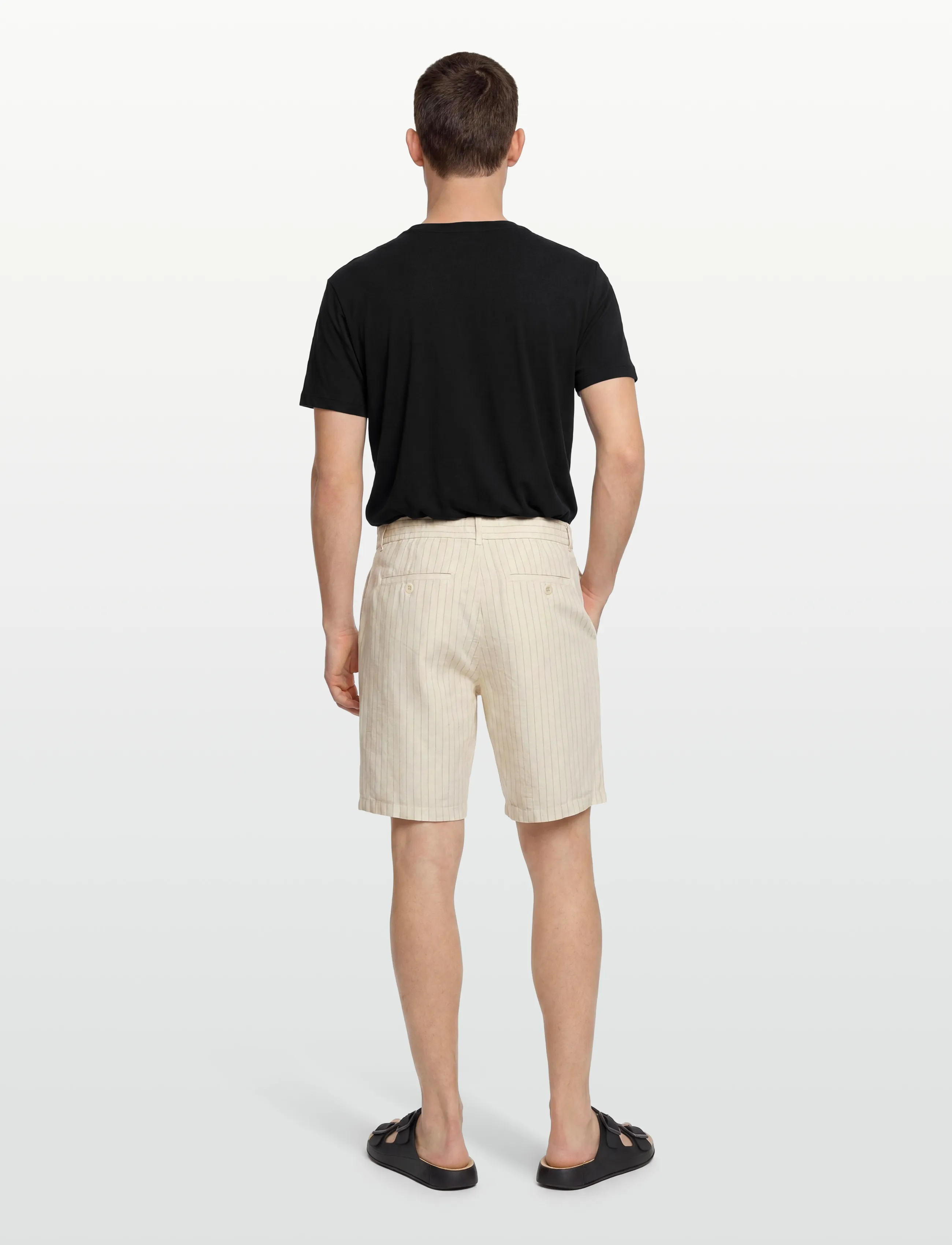 Gant - REG STRIPED LINEN DS SHORTS - hørshorts - faded beige - 4