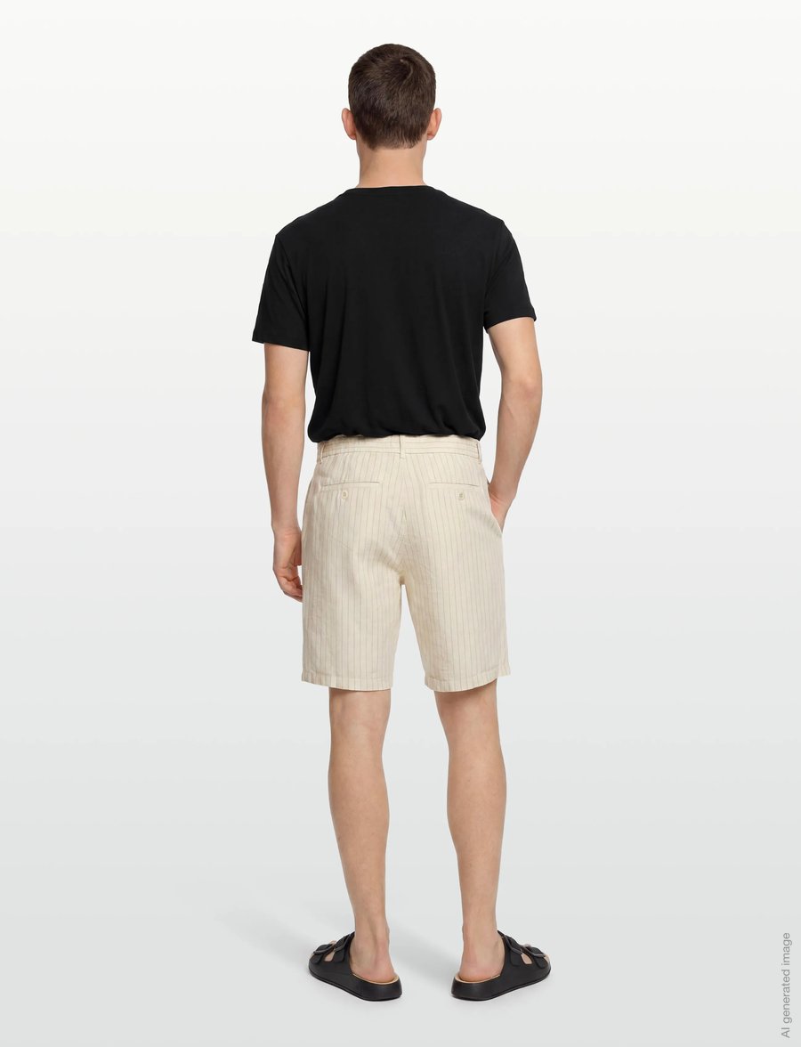Gant - REG STRIPED LINEN DS SHORTS - hørshorts - faded beige - 4