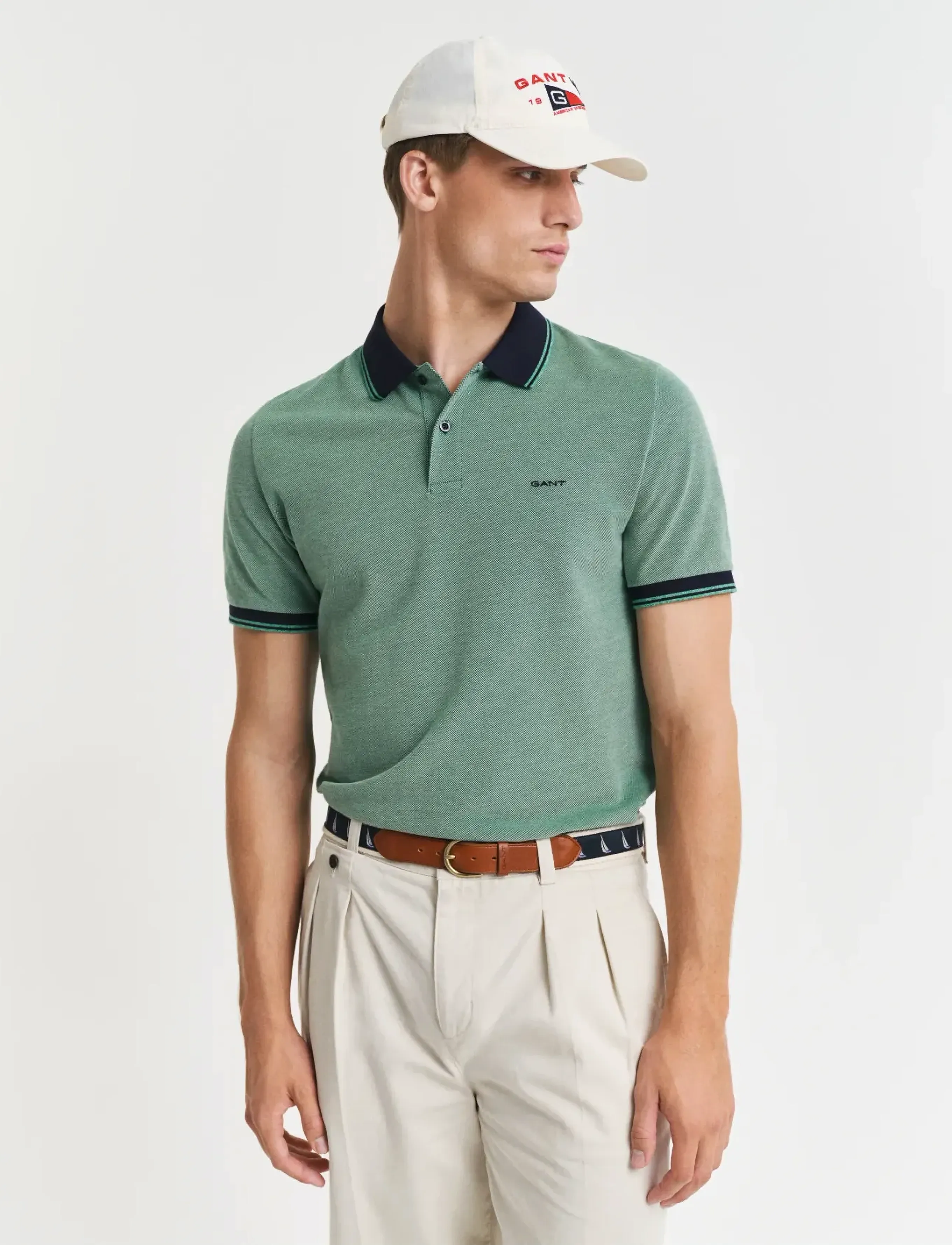 Gant 4-COL OXFORD SS PIQUE - Gant - DEEP GREEN / green