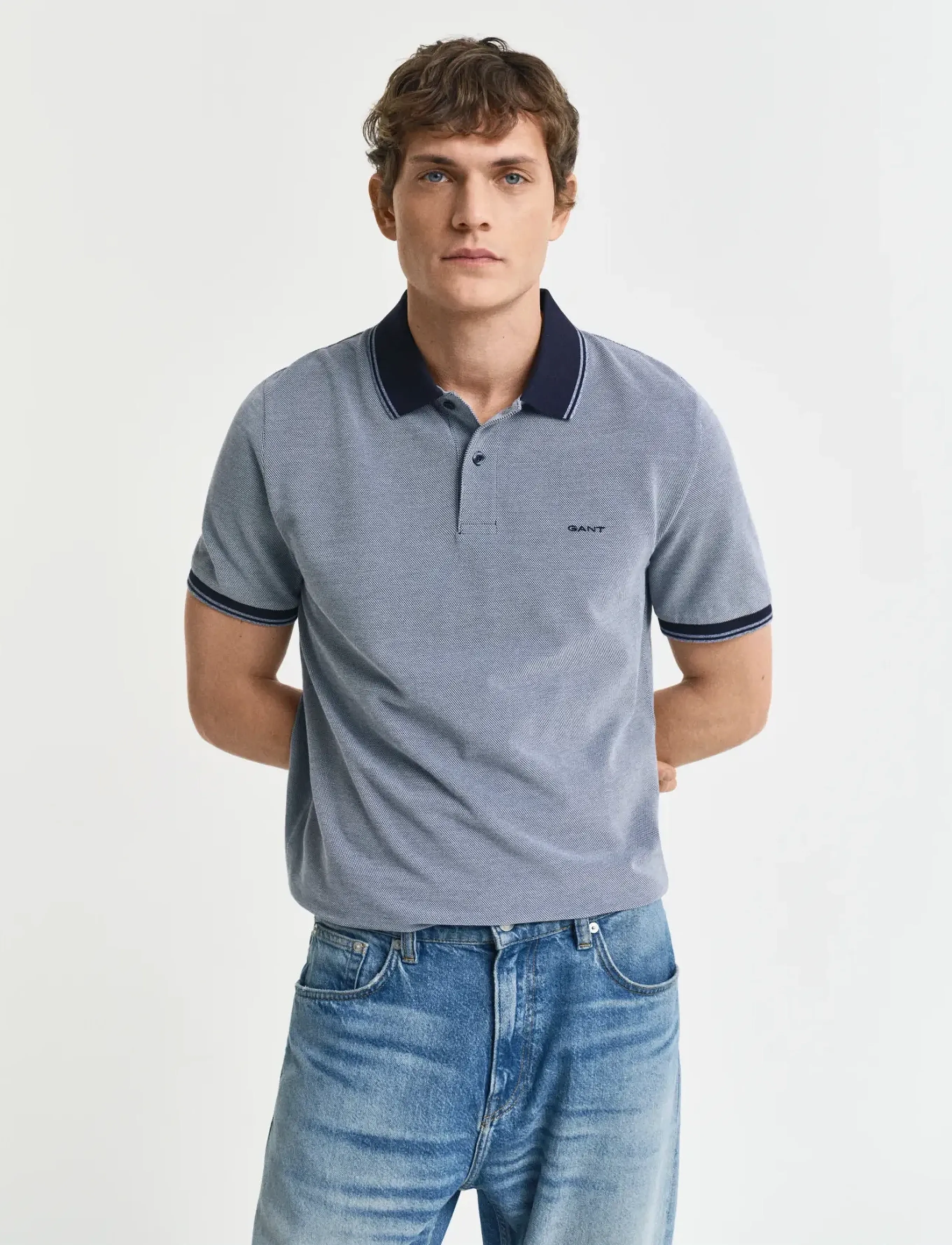 Gant 4-Col Oxford Ss Pique, S, Polos, Marineblau - Short-sleeved, Männerswear