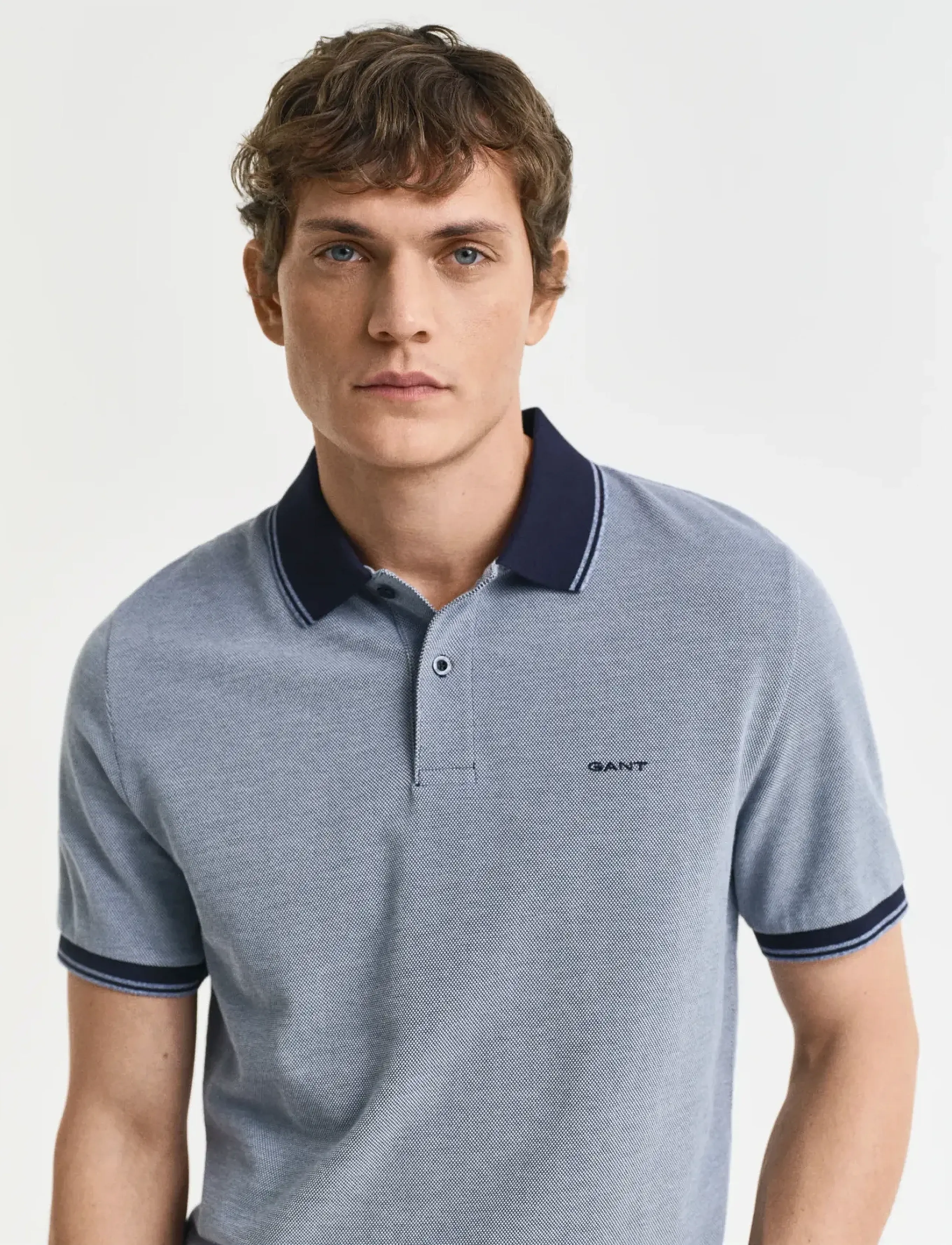 Gant - 4-COL OXFORD SS PIQUE - polo krekli ar īsām piedurknēm - dusty navy - 4