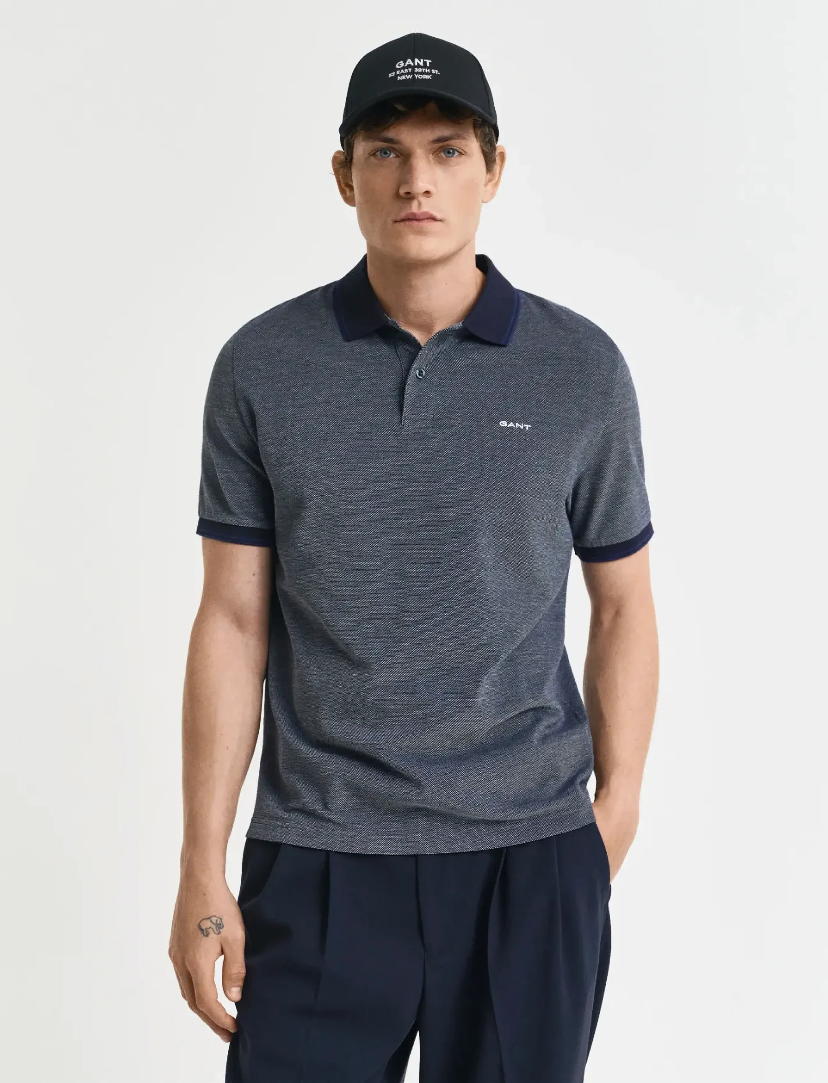 Gant 4-Col Oxford Ss Pique, XXL, Polos, Blau - Short-sleeved, Männerswear