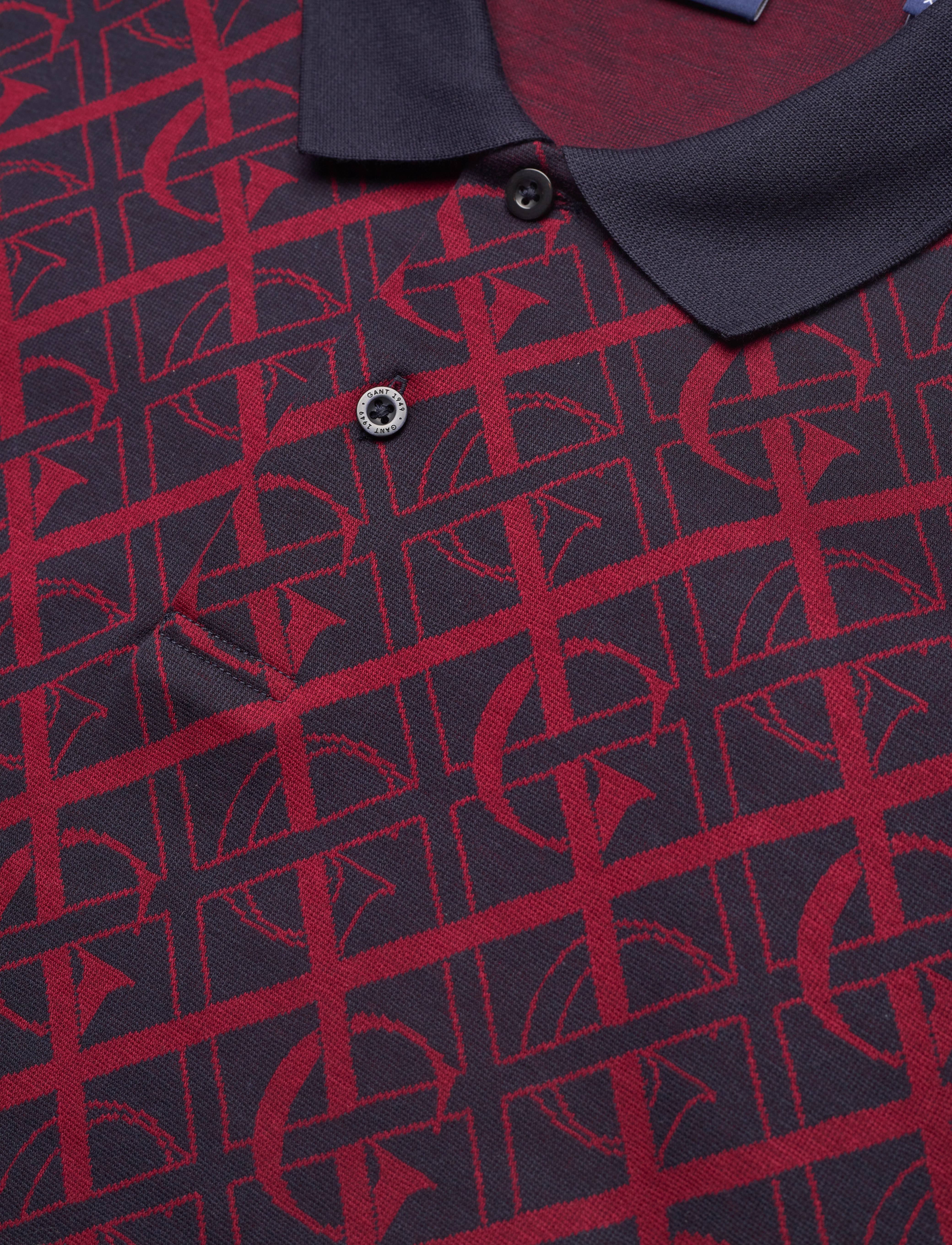 GANT - D2. MONOGRAM JACQUARD SS RUGGER - evening blue - 2