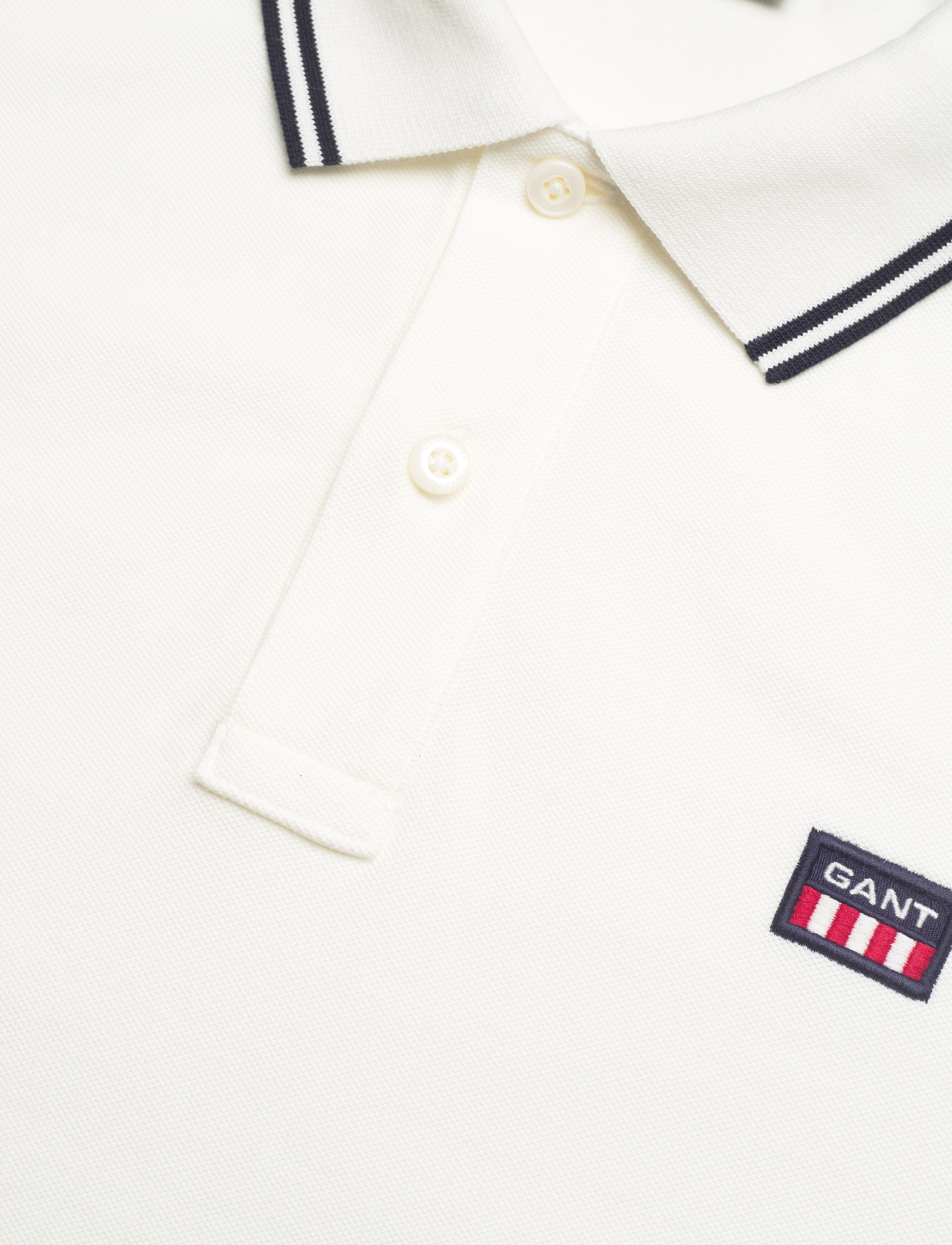 GANT - SS CONTRAST COLLAR PIQUE - eggshell - 2