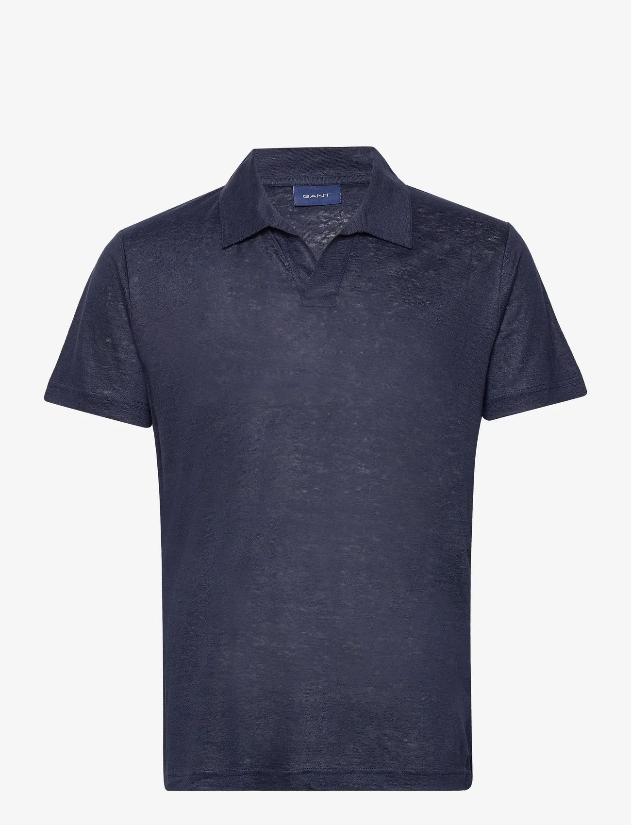 GANT - LINEN SOLID SS POLO - basisstrikkeplagg - evening blue - 0