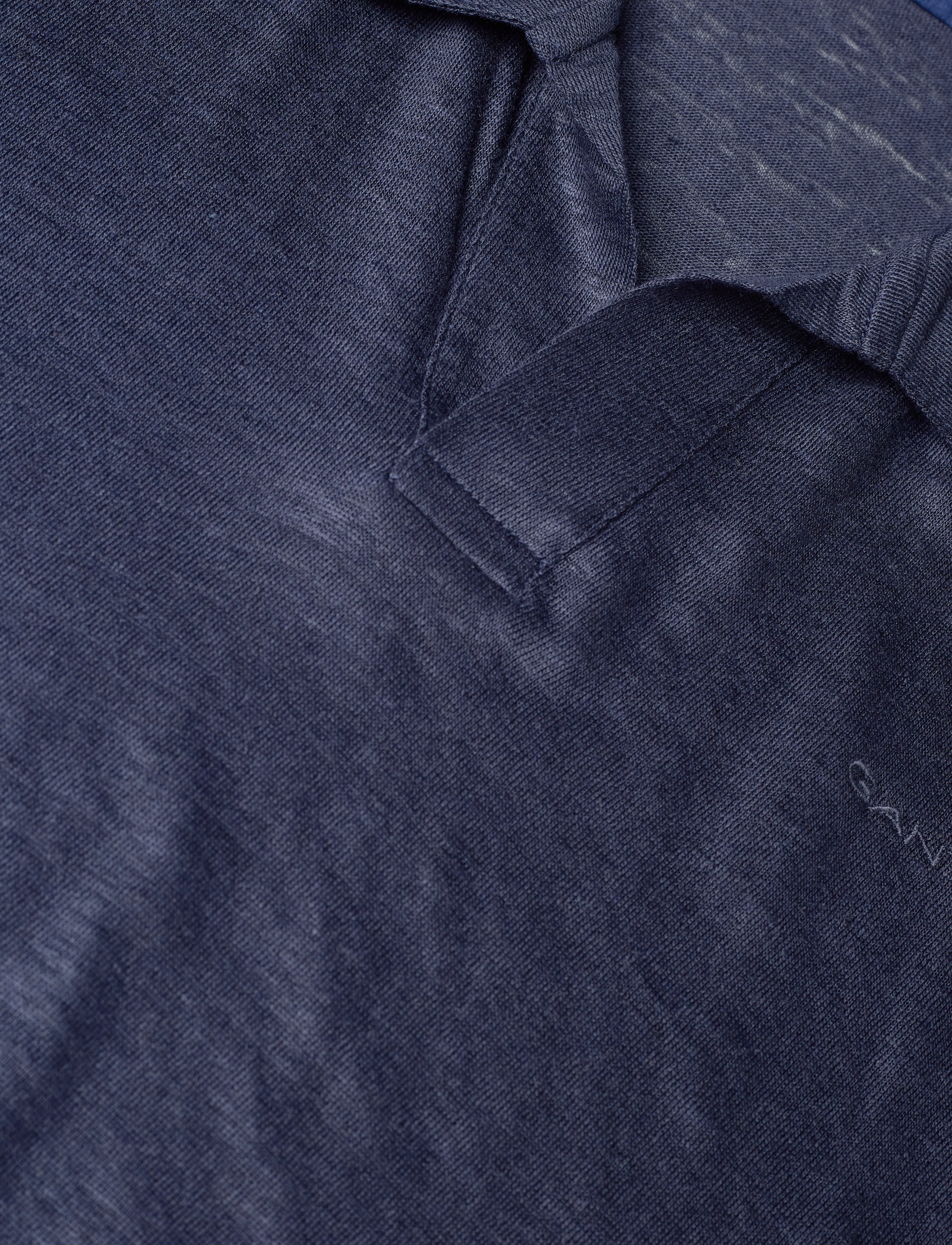 GANT - LINEN SOLID SS POLO - evening blue - 2