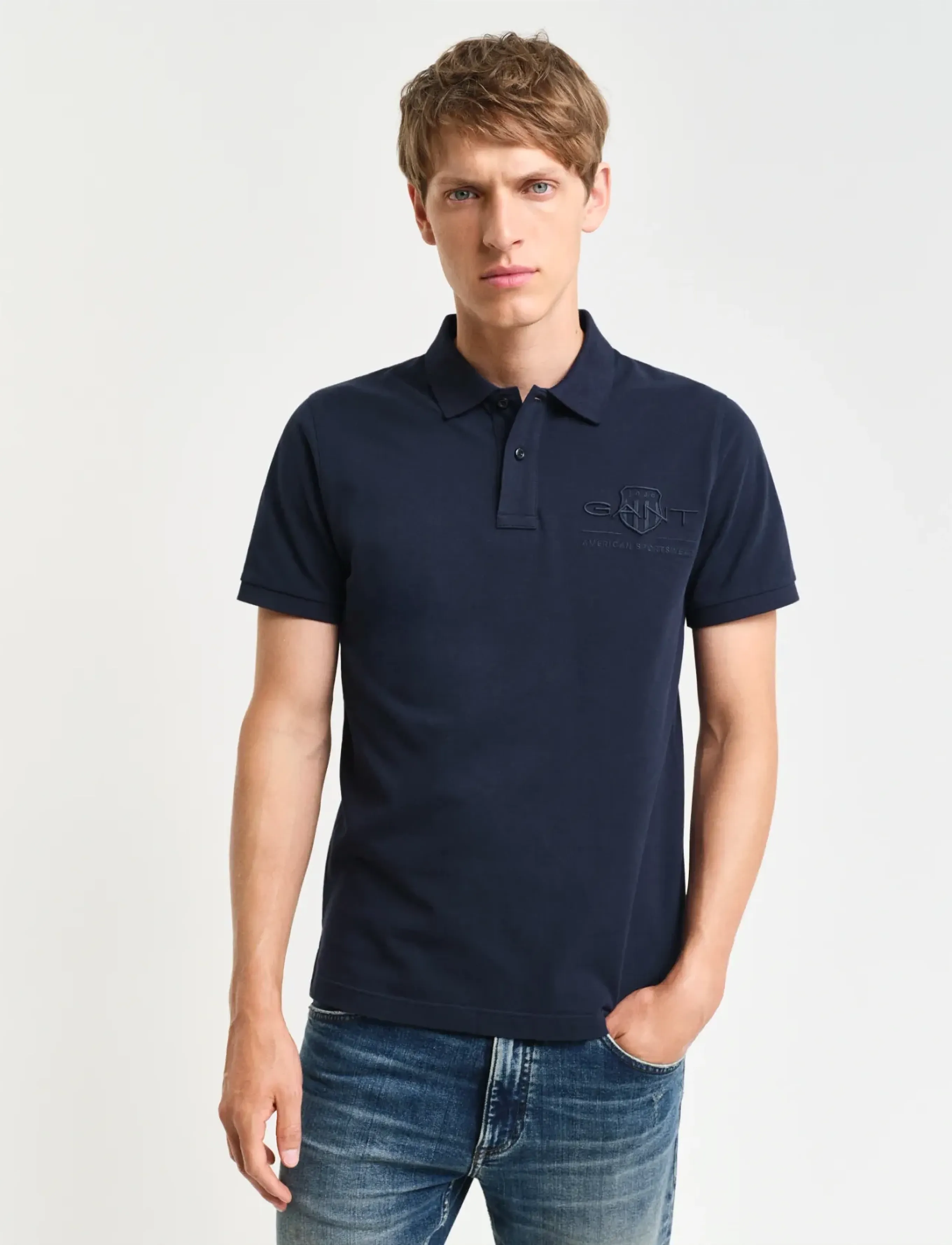 GANT REG TONAL SHIELD SS POLO - Kleidung - EVENING BLUE / navy