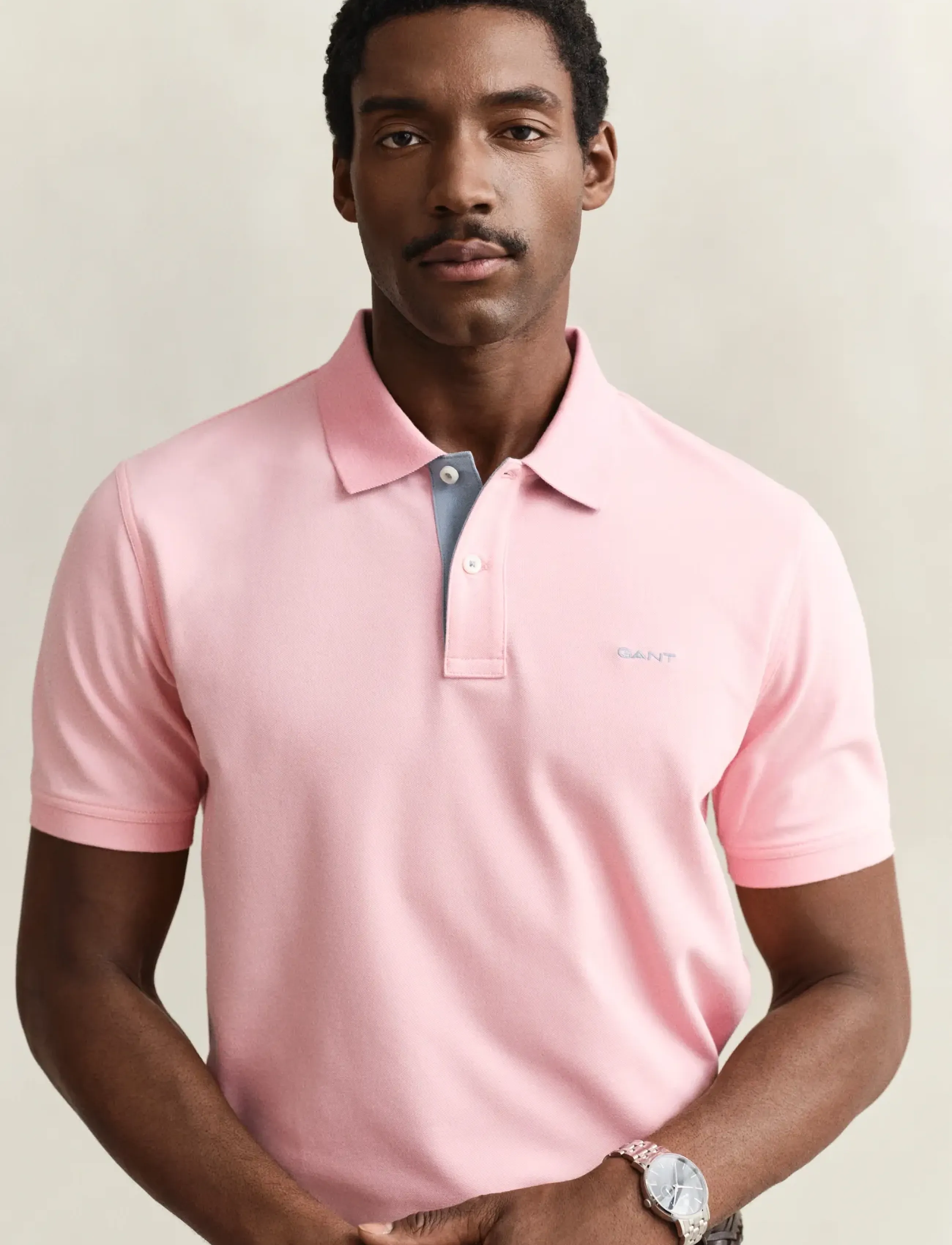 Gant - Contrast Polo Shirt - short-sleeved polos - bubbelgum pink - 4
