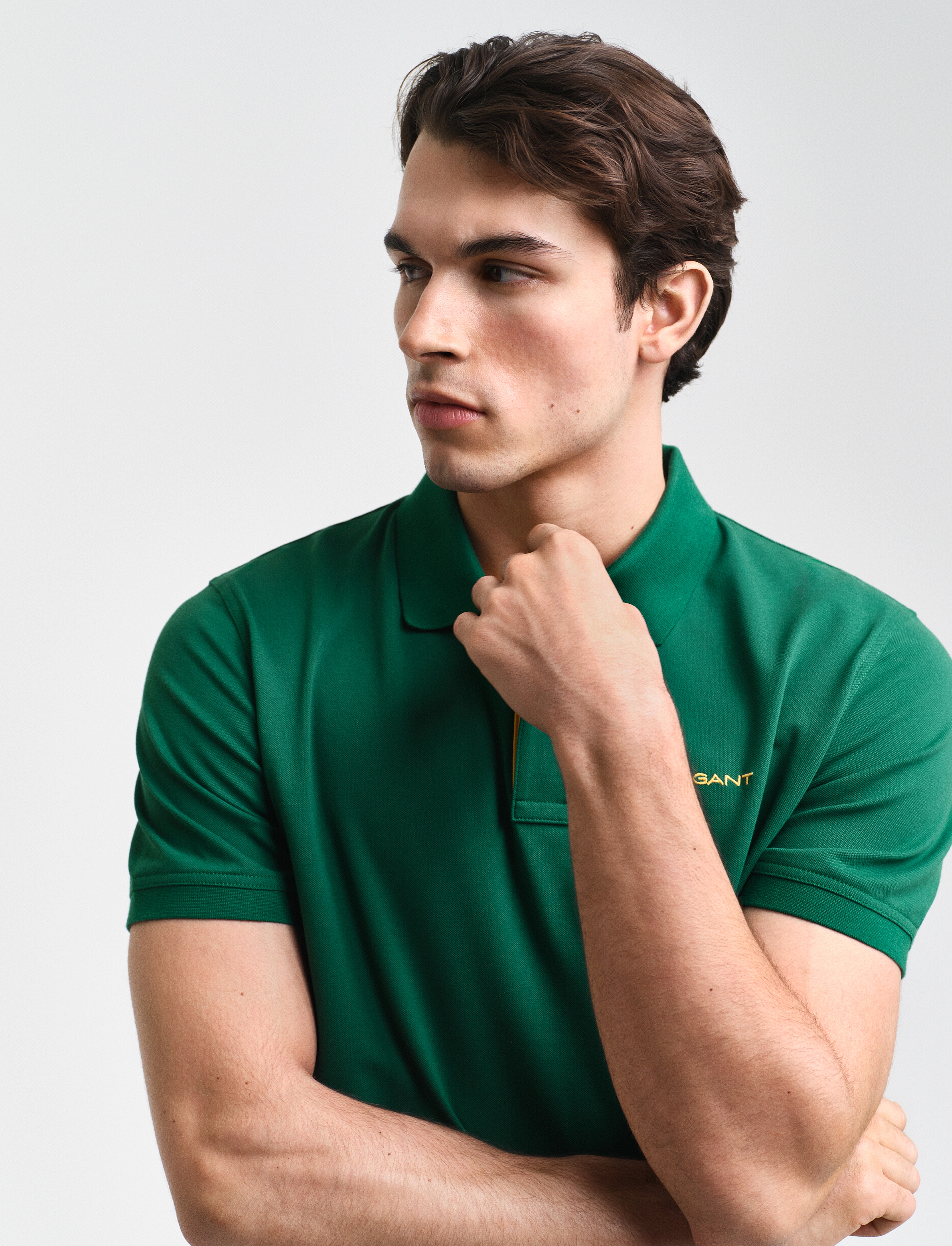 Gant - REG CONTRAST PIQUE SS POLO - lühikeste varrukatega polod - deep forest green - 4