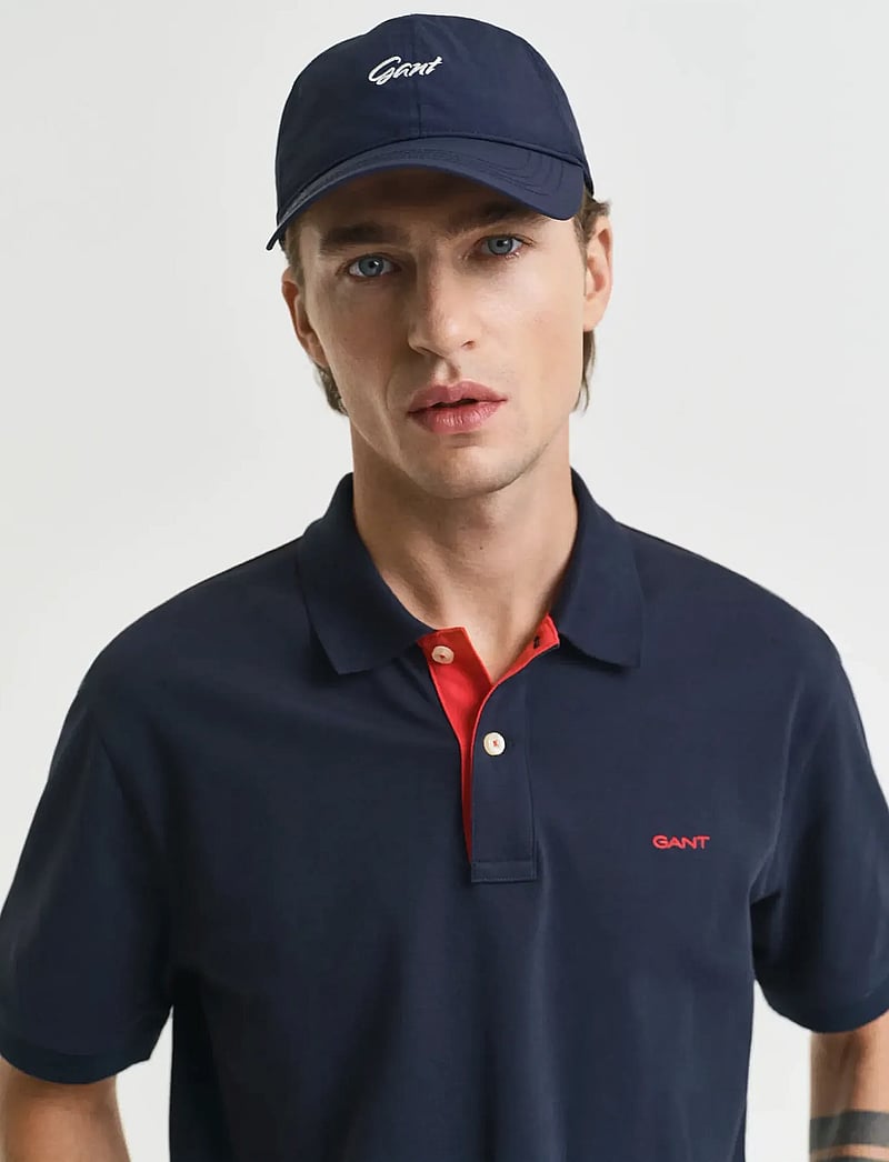 GANT - REG CONTRAST PIQUE SS POLO - lühikeste varrukatega polod - evening blue - 4