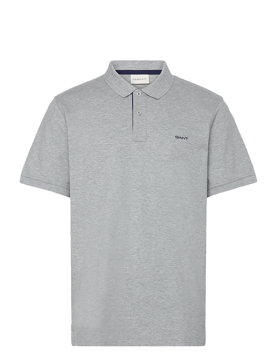 Gant - Contrast Polo Shirt - kortærmede poloer - grey melange - 1