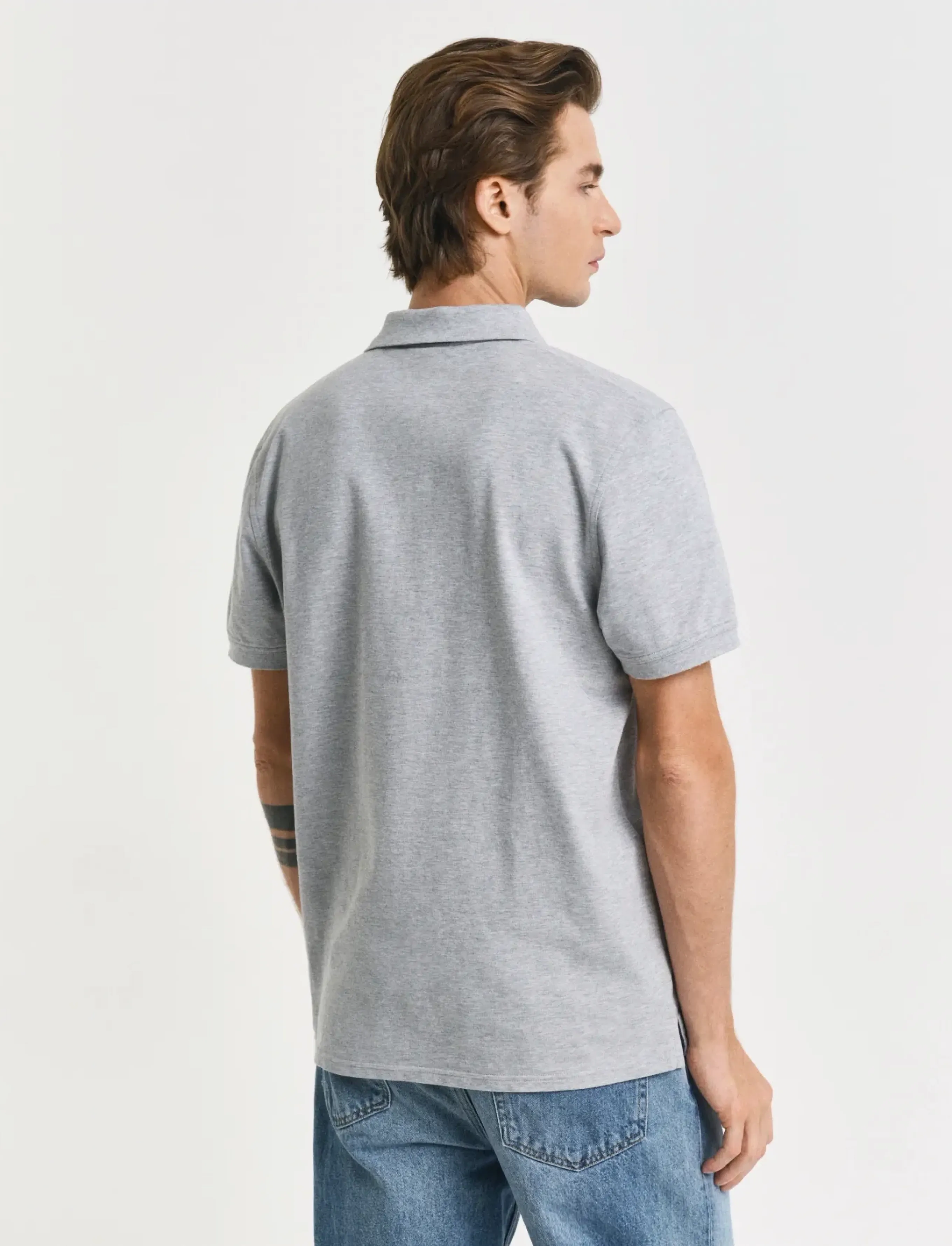 Gant - Contrast Polo Shirt - kortærmede poloer - grey melange - 3