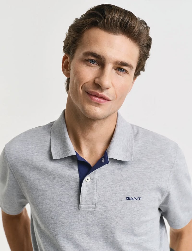 GANT - Contrast Polo Shirt - short-sleeved polos - grey melange - 4