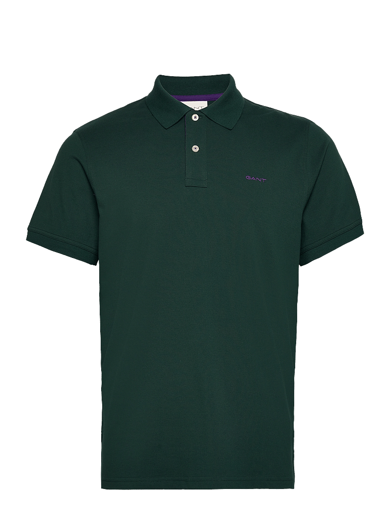 Gant - Contrast Polo Shirt - kortærmede poloer - tartan green - 0