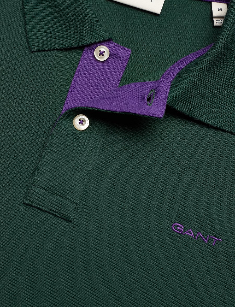 Gant - Contrast Polo Shirt - lühikeste varrukatega polod - tartan green - 2
