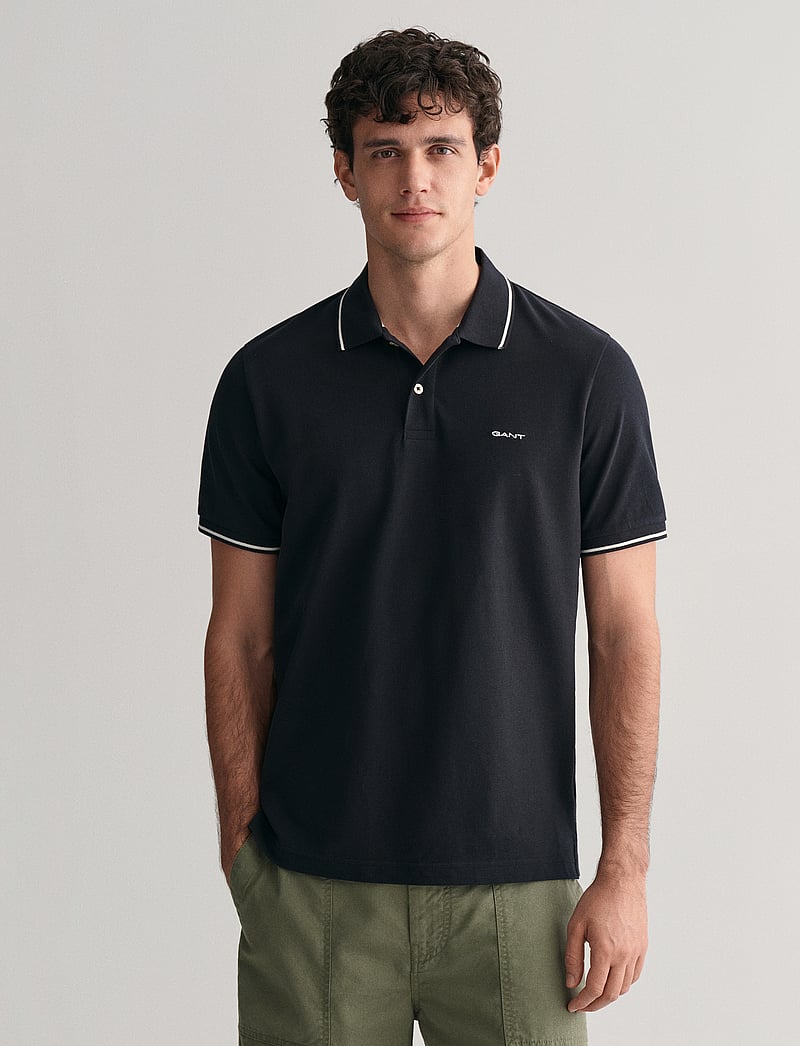 GANT - TIPPING SS PIQUE POLO - kortärmade pikéer - black - 0