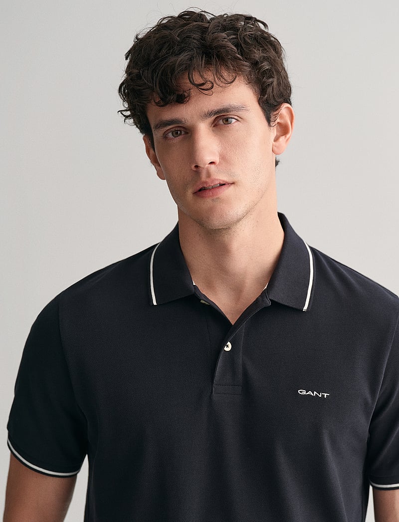 GANT - TIPPING SS PIQUE POLO - kortärmade pikéer - black - 4