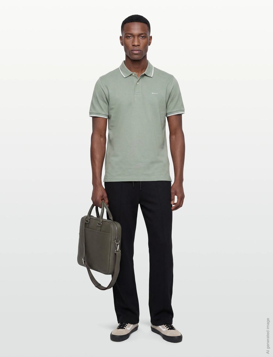 Gant - TIPPING SS PIQUE POLO - kurzärmelig - ceramic grey - 0
