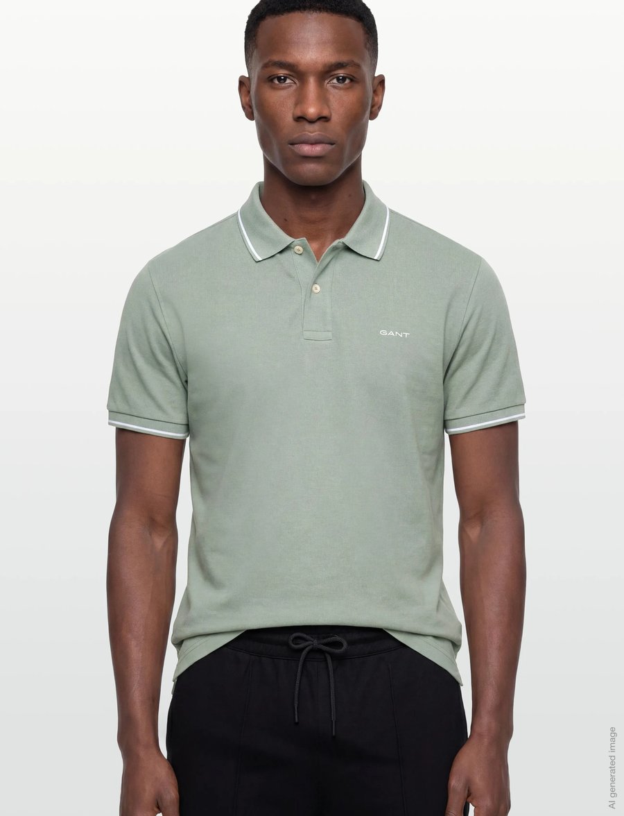 Gant - TIPPING SS PIQUE POLO - kurzärmelig - ceramic grey - 3