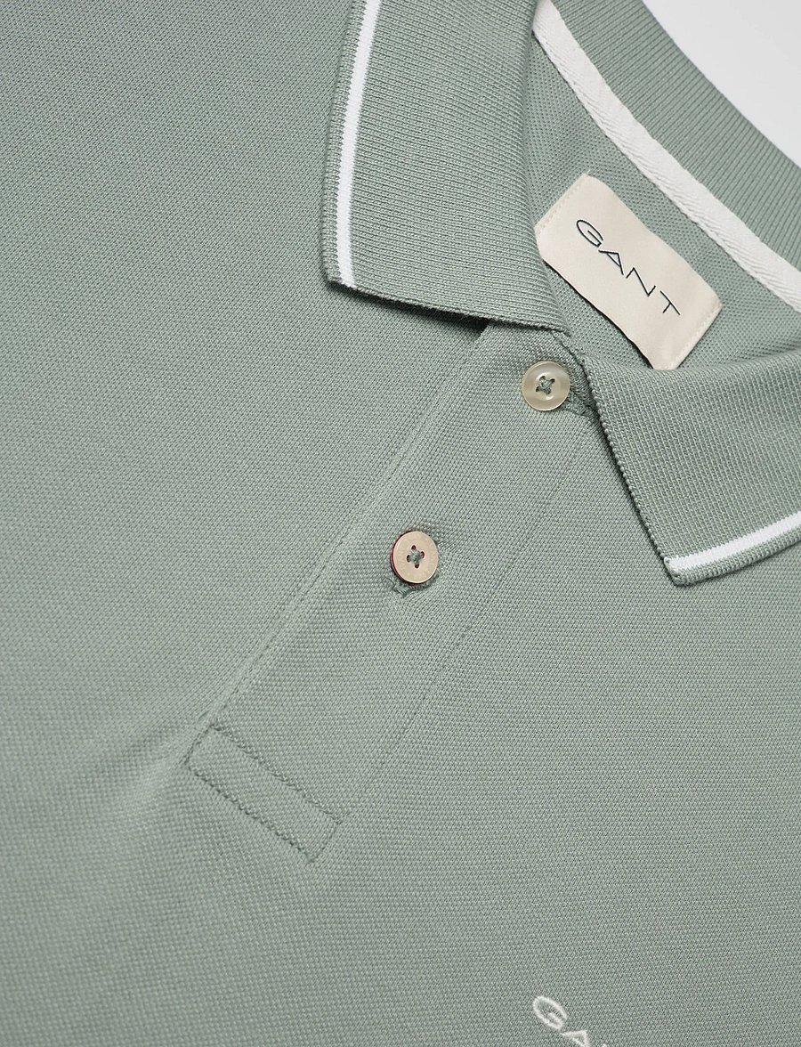 Gant - TIPPING SS PIQUE POLO - kurzärmelig - ceramic grey - 5