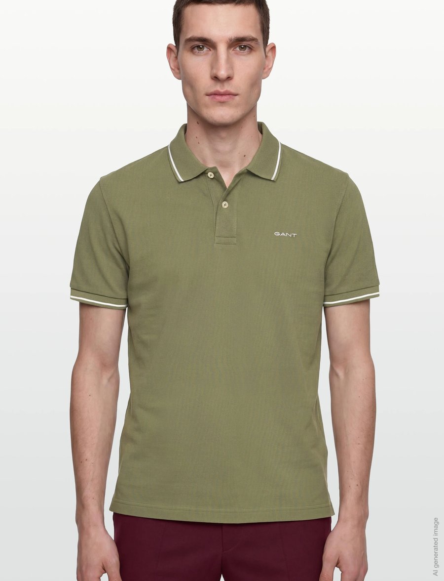 Gant - TIPPING SS PIQUE POLO - kurzärmelig - dry herb green - 3
