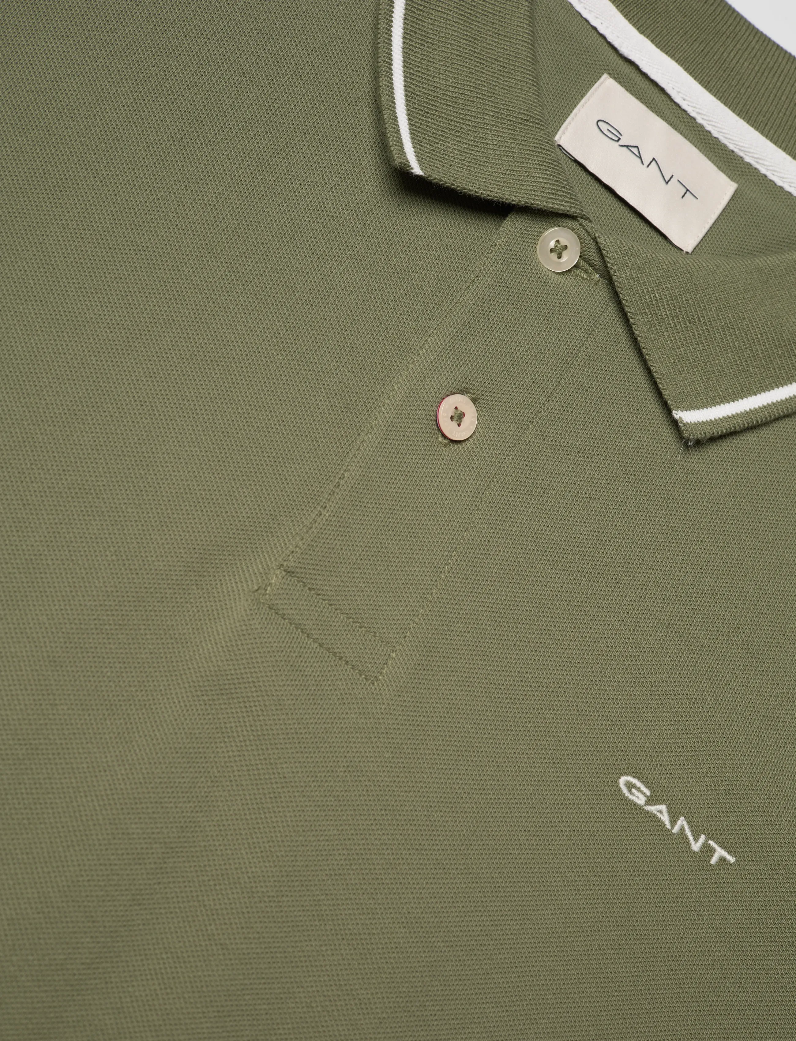 Gant - TIPPING SS PIQUE POLO - kortærmede poloer - dry herb green - 5