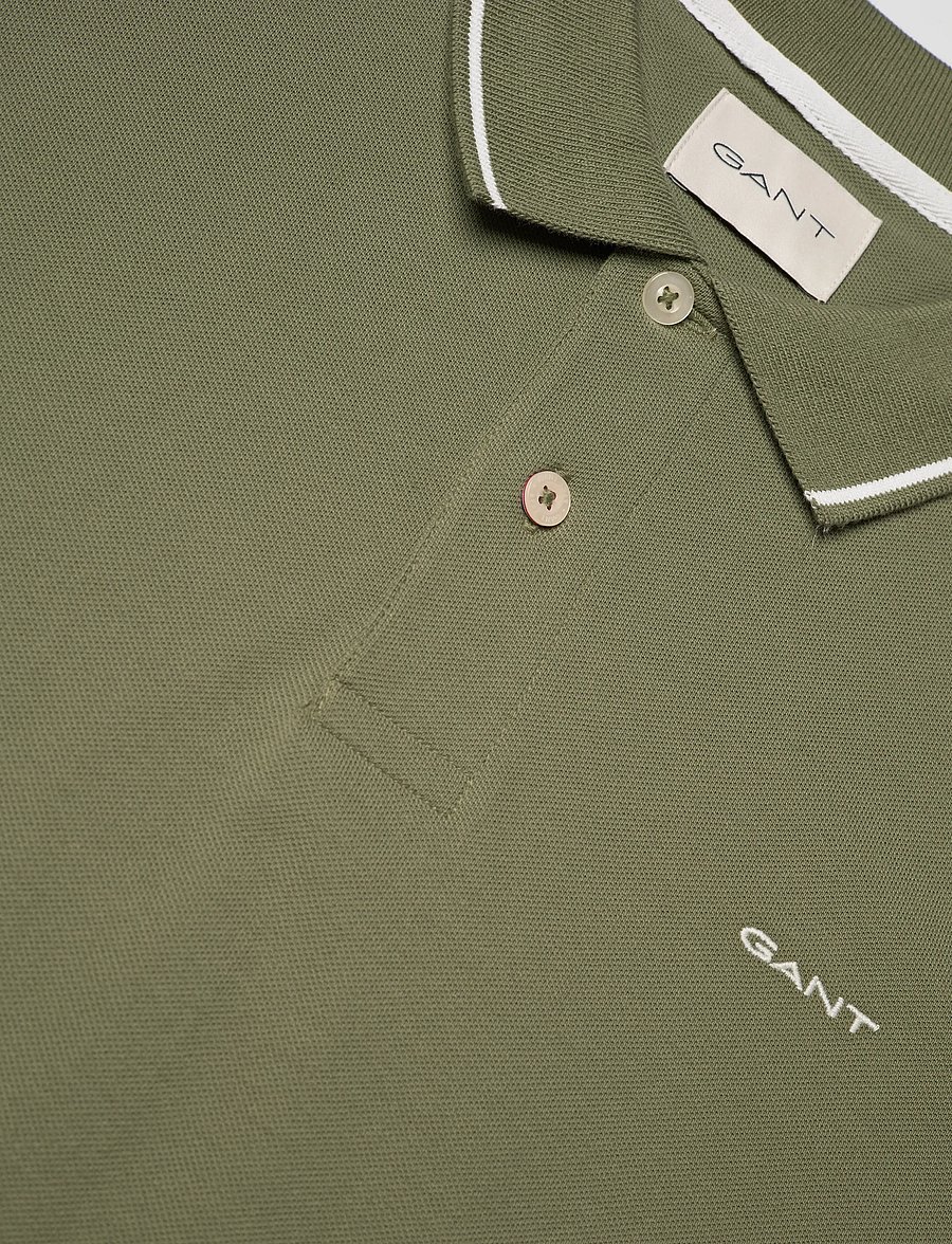Gant - TIPPING SS PIQUE POLO - kurzärmelig - dry herb green - 5