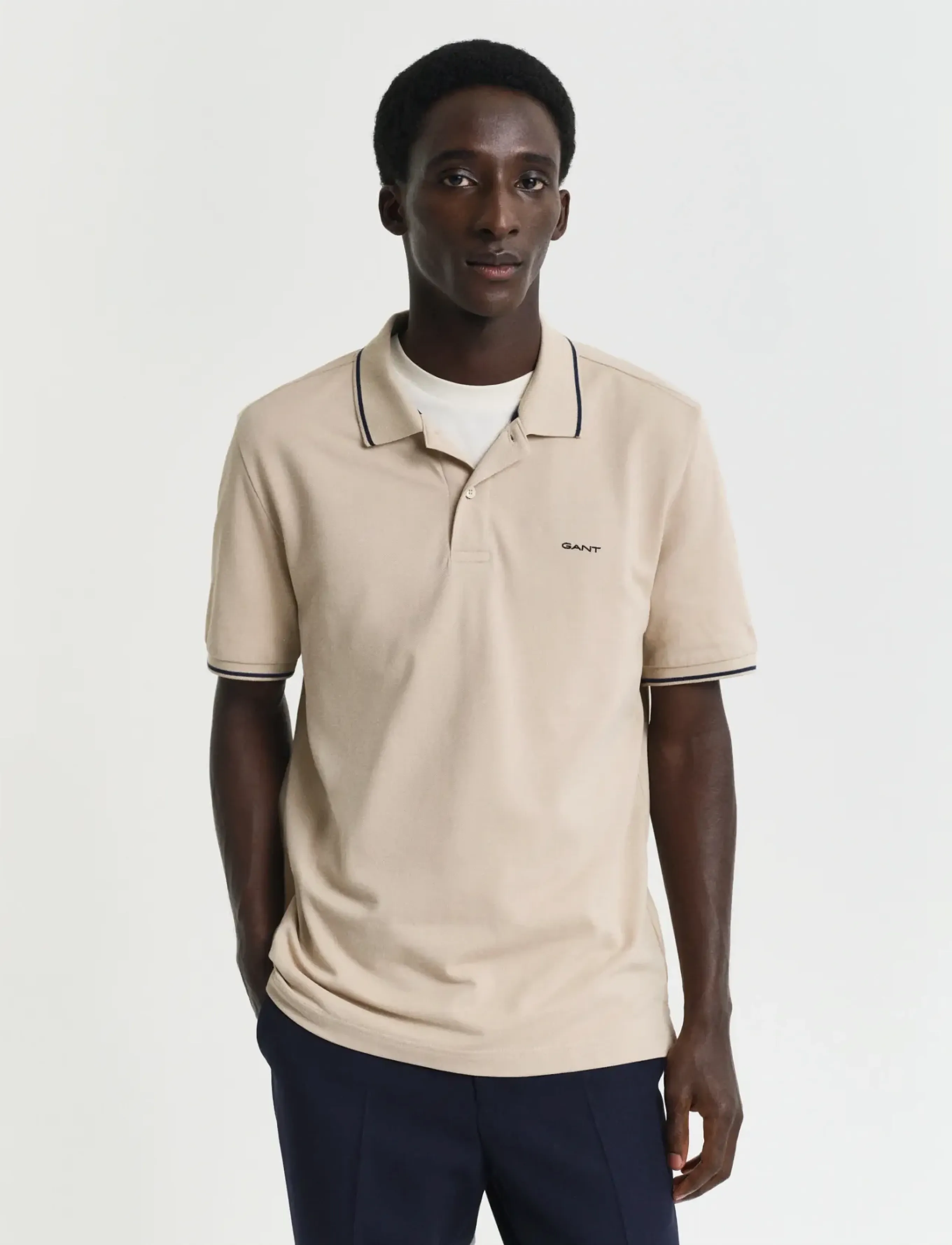 GANT TIPPING SS PIQUE POLO - Poloshirts - DRY SAND / beige