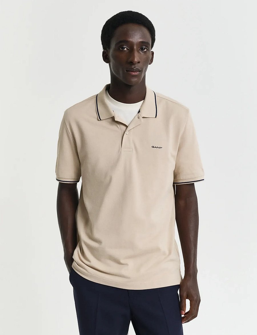 Gant - TIPPING SS PIQUE POLO - kurzärmelig - dry sand - 0