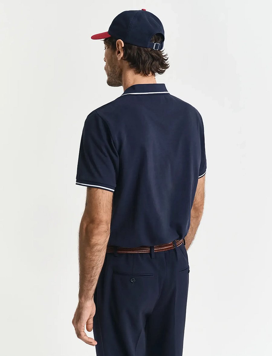 Gant - TIPPING SS PIQUE POLO - kurzärmelig - evening blue - 3