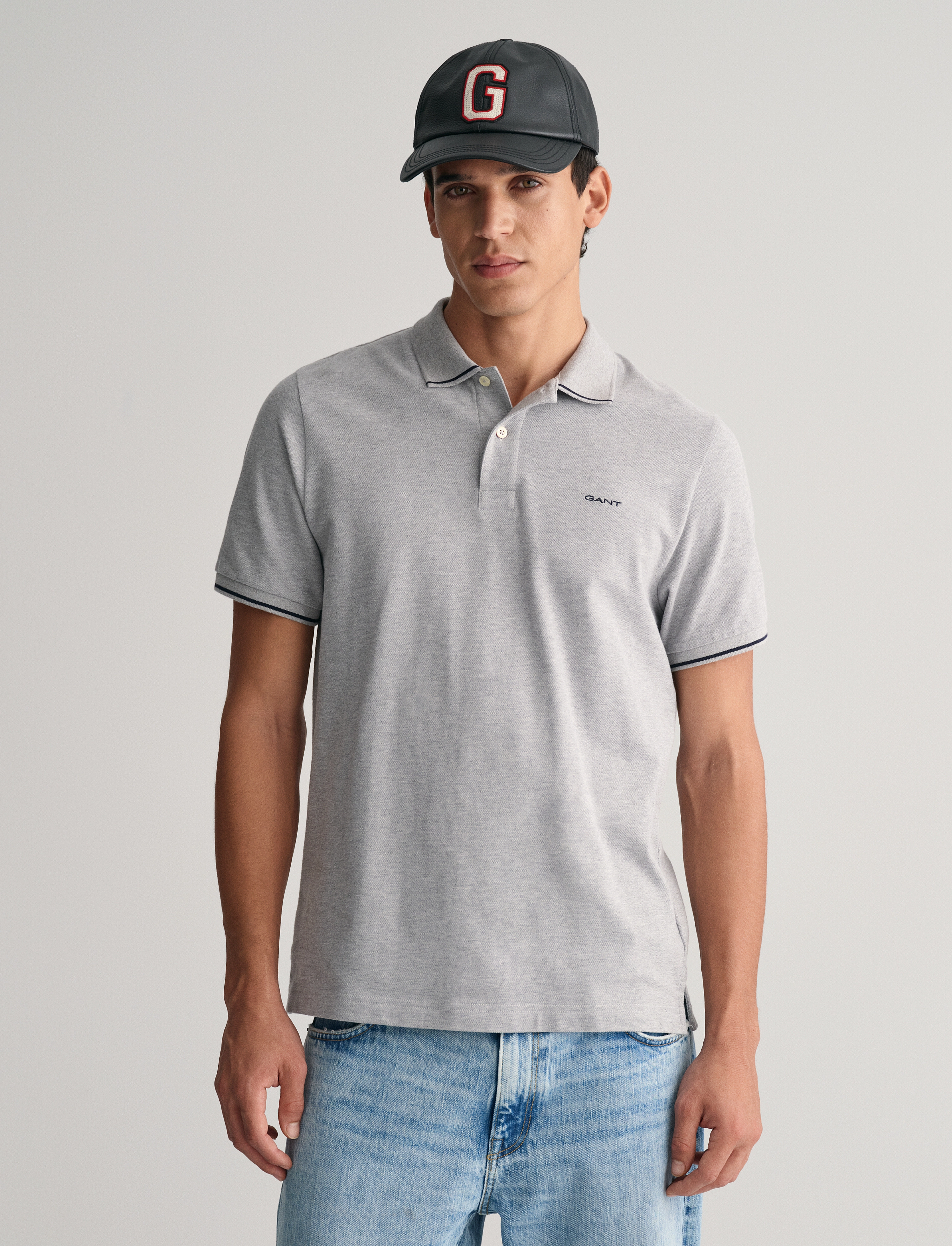 Gant TIPPING SS PIQUE POLO - Poloshirts - GREY MELANGE / grey